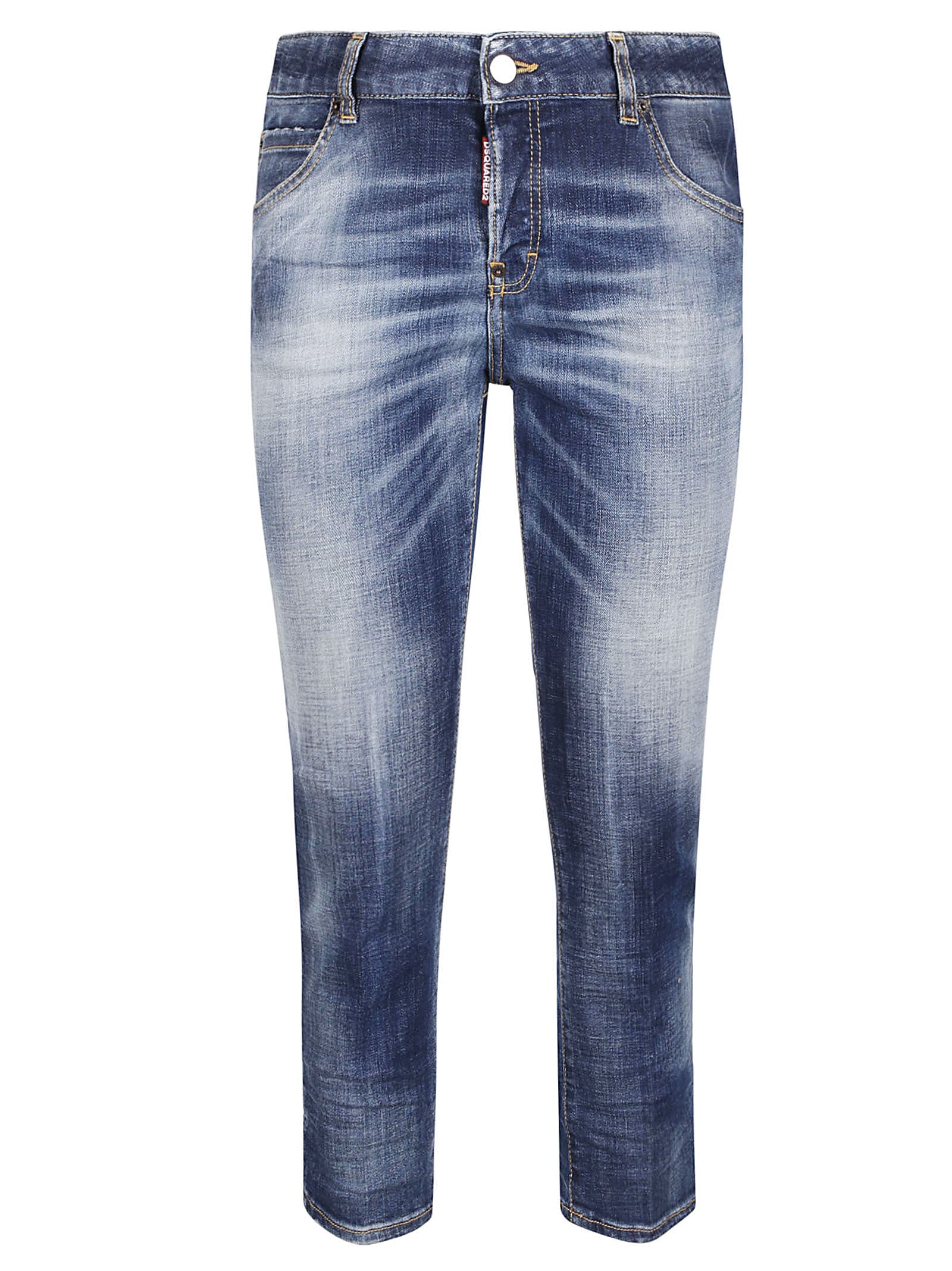 Shop Dsquared2 Cool Girl Cropped Jeans In Navy Blue