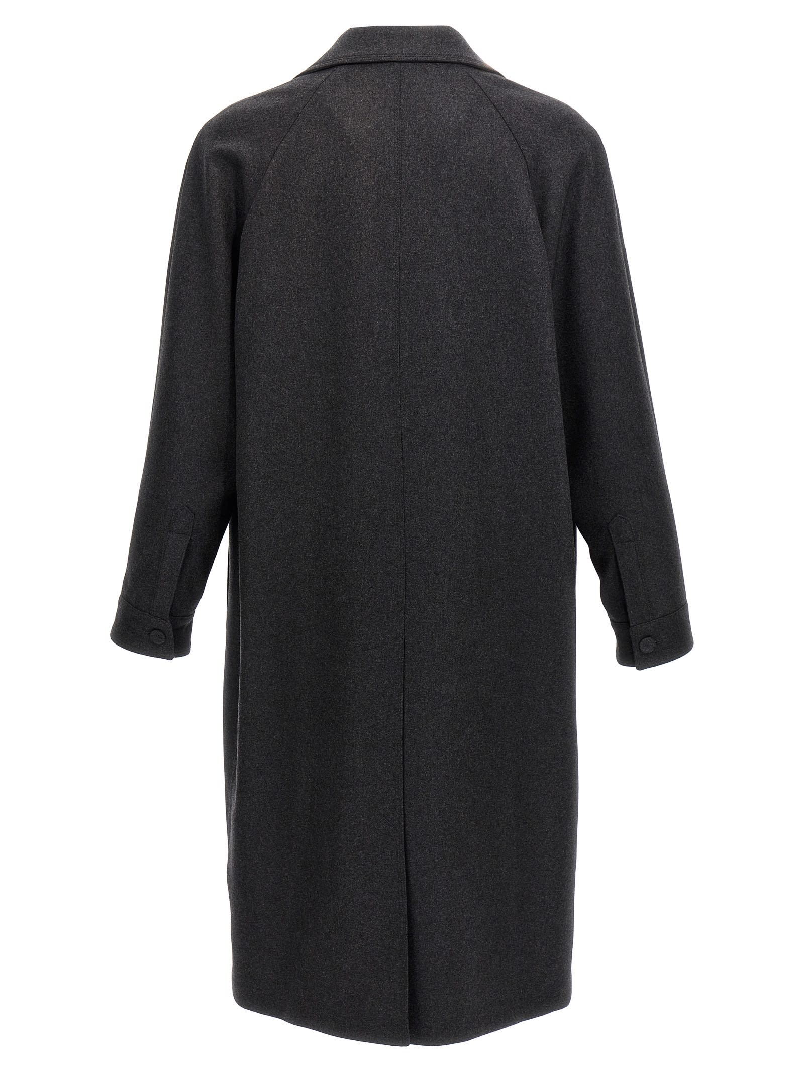 Shop Fendi Single-breasted Cashmere Coat In Gray