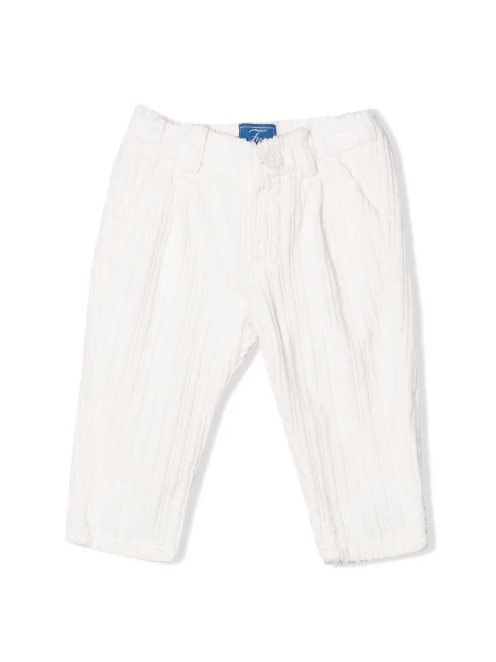 Fay Avorio White Cotton Trousers