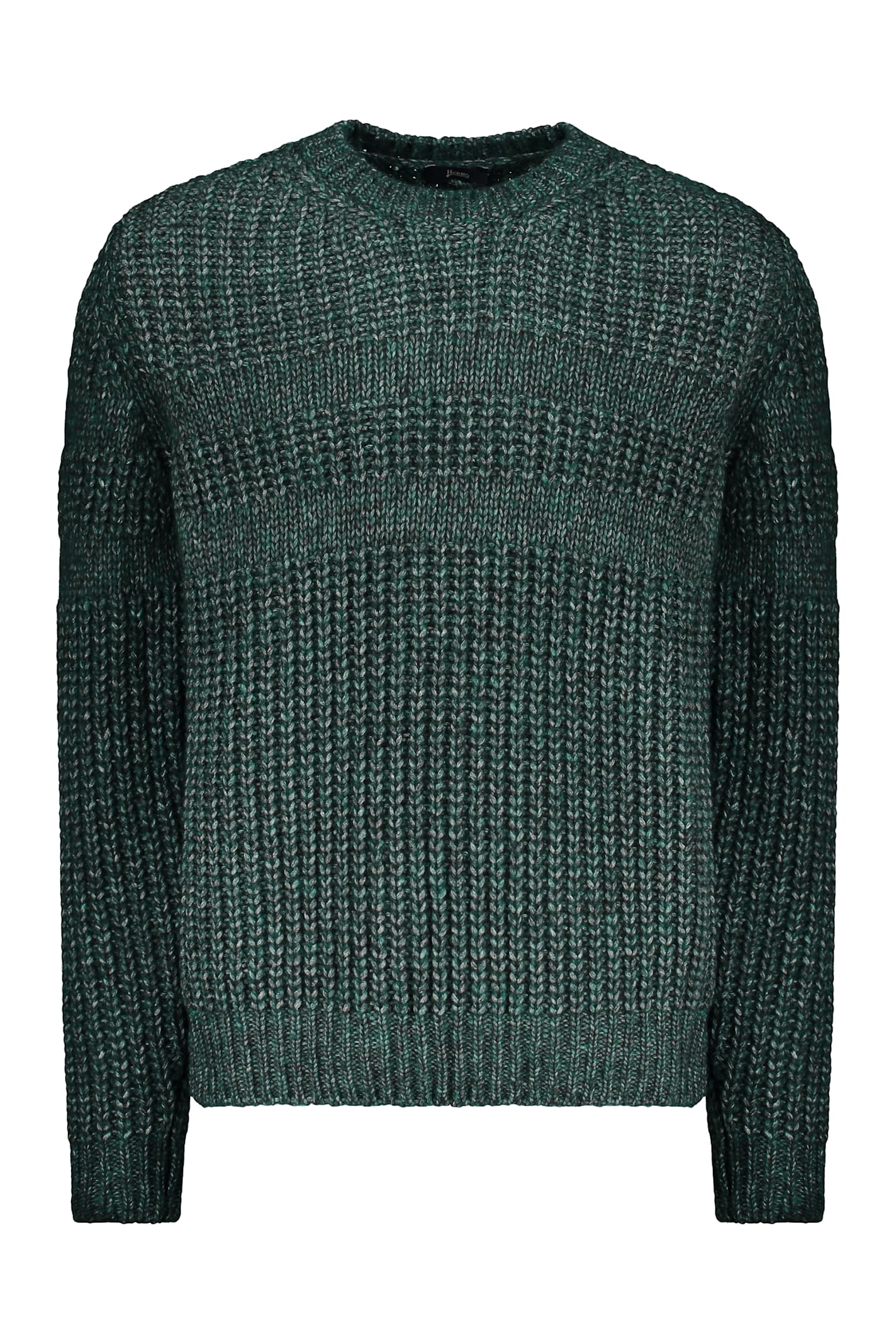 Herno Long Sleeve Crew-neck Sweater In Green