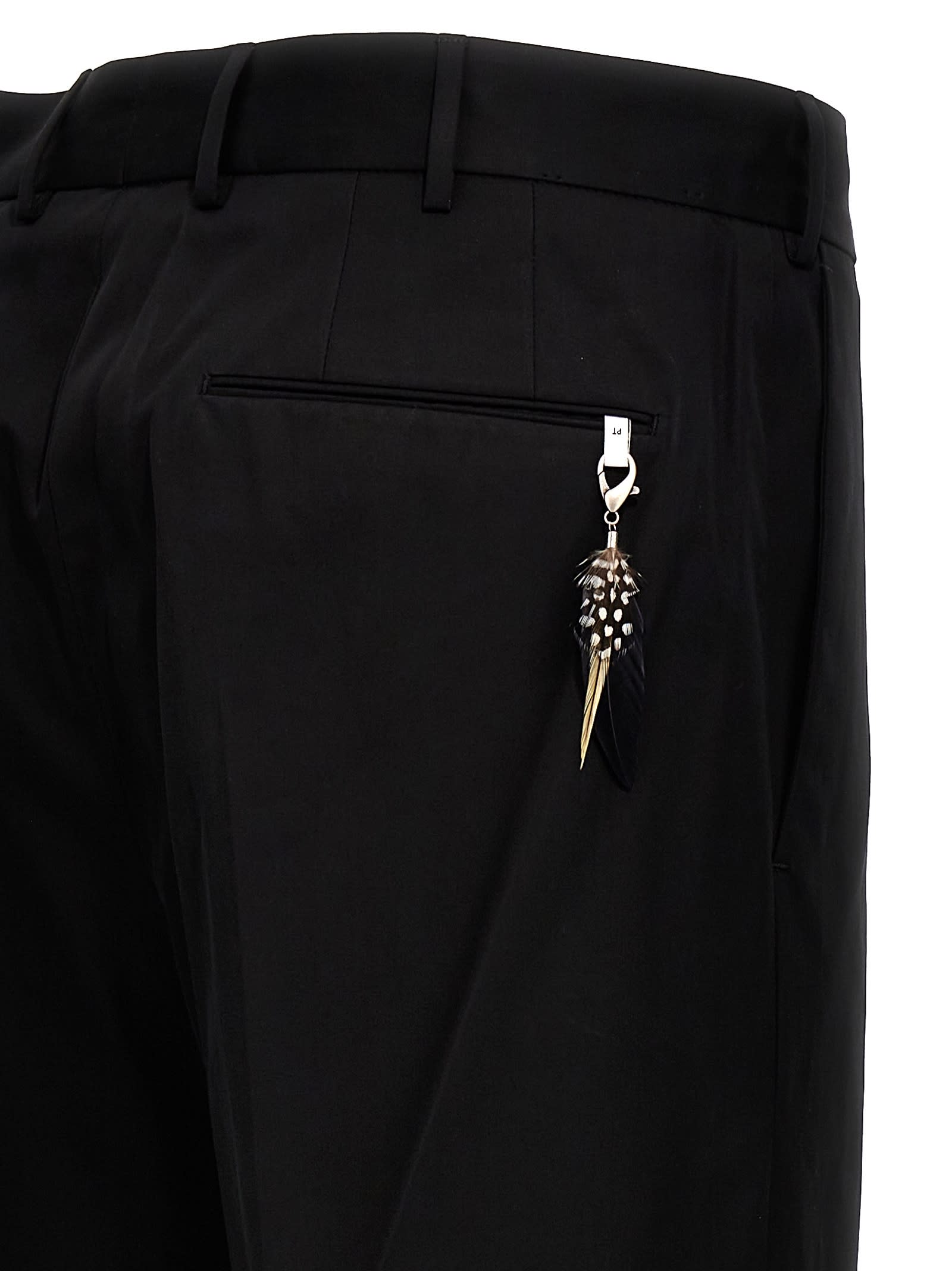 Pt Torino Black Cotton Pants In Black