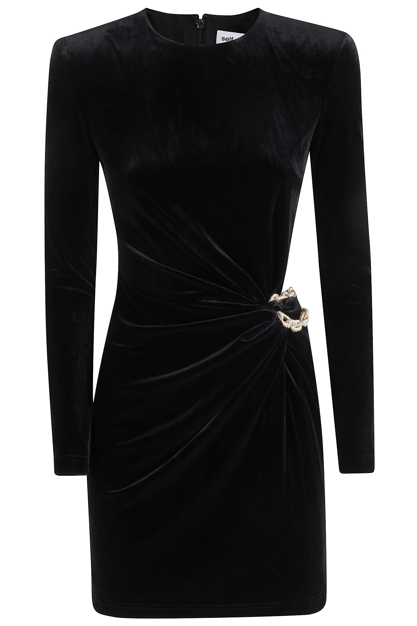 Self-portrait Black Velvet Embellished Mini Dress