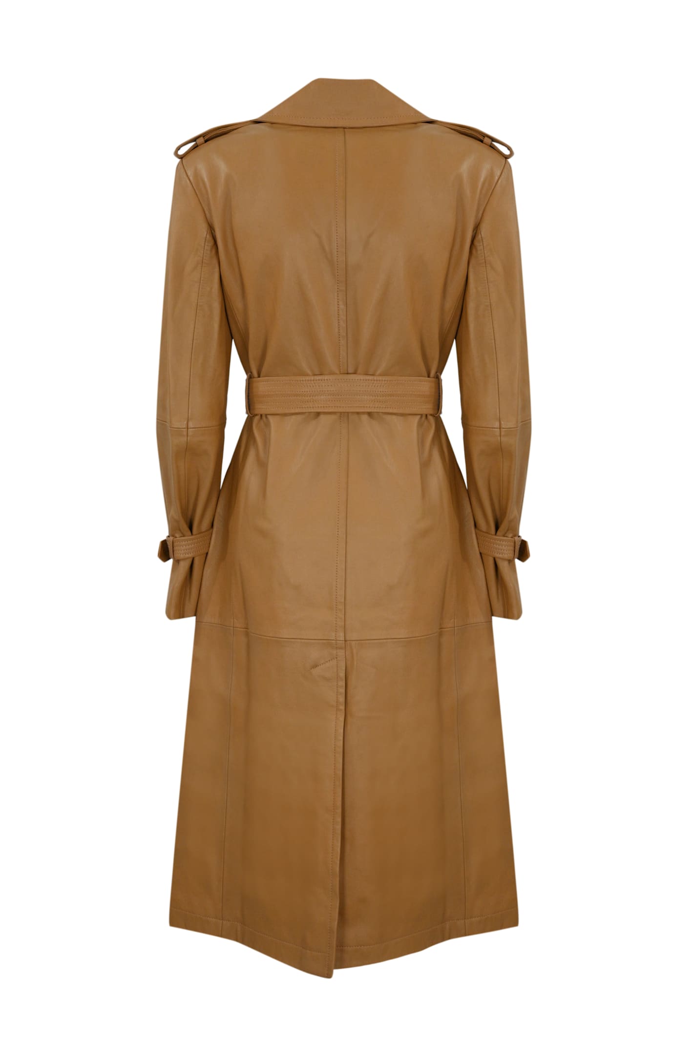 Shop Max Mara Mangiaro Nappa Trench Coat In Caramello