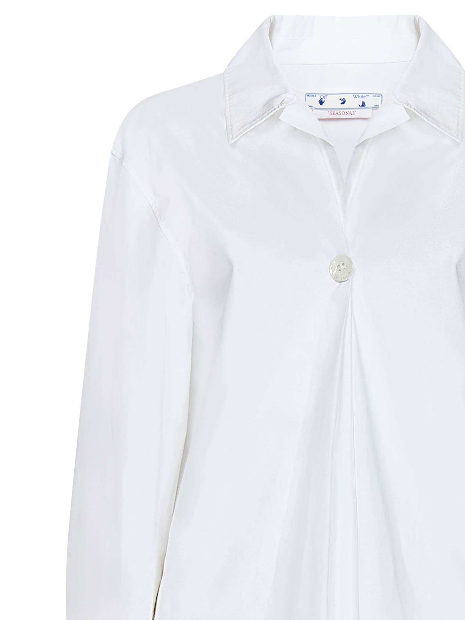 Off-white Poplin Flower Button Ls Shirt In White