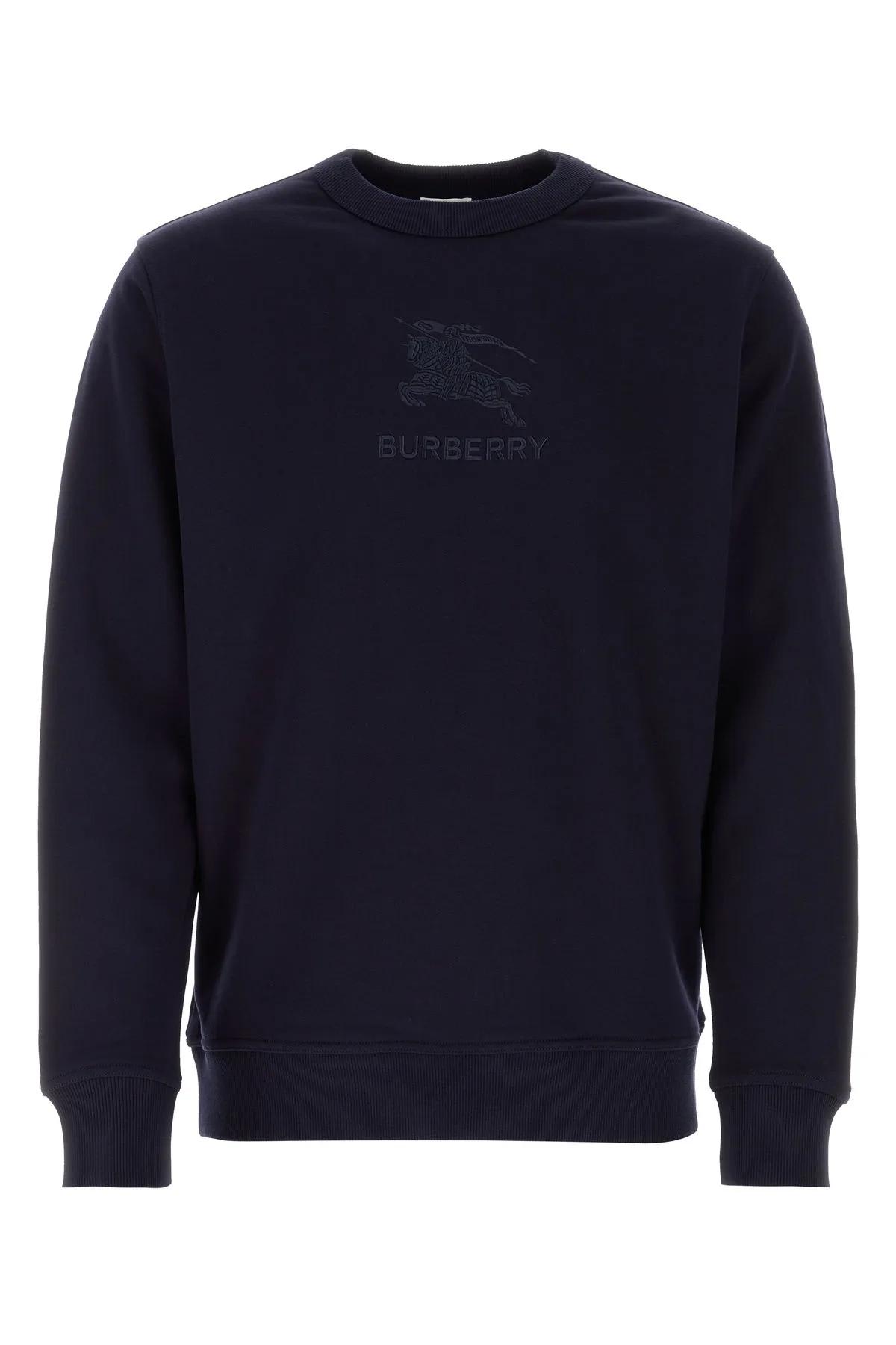 Shop Burberry Midnight Blue Cotton Sweatshirt In Navy