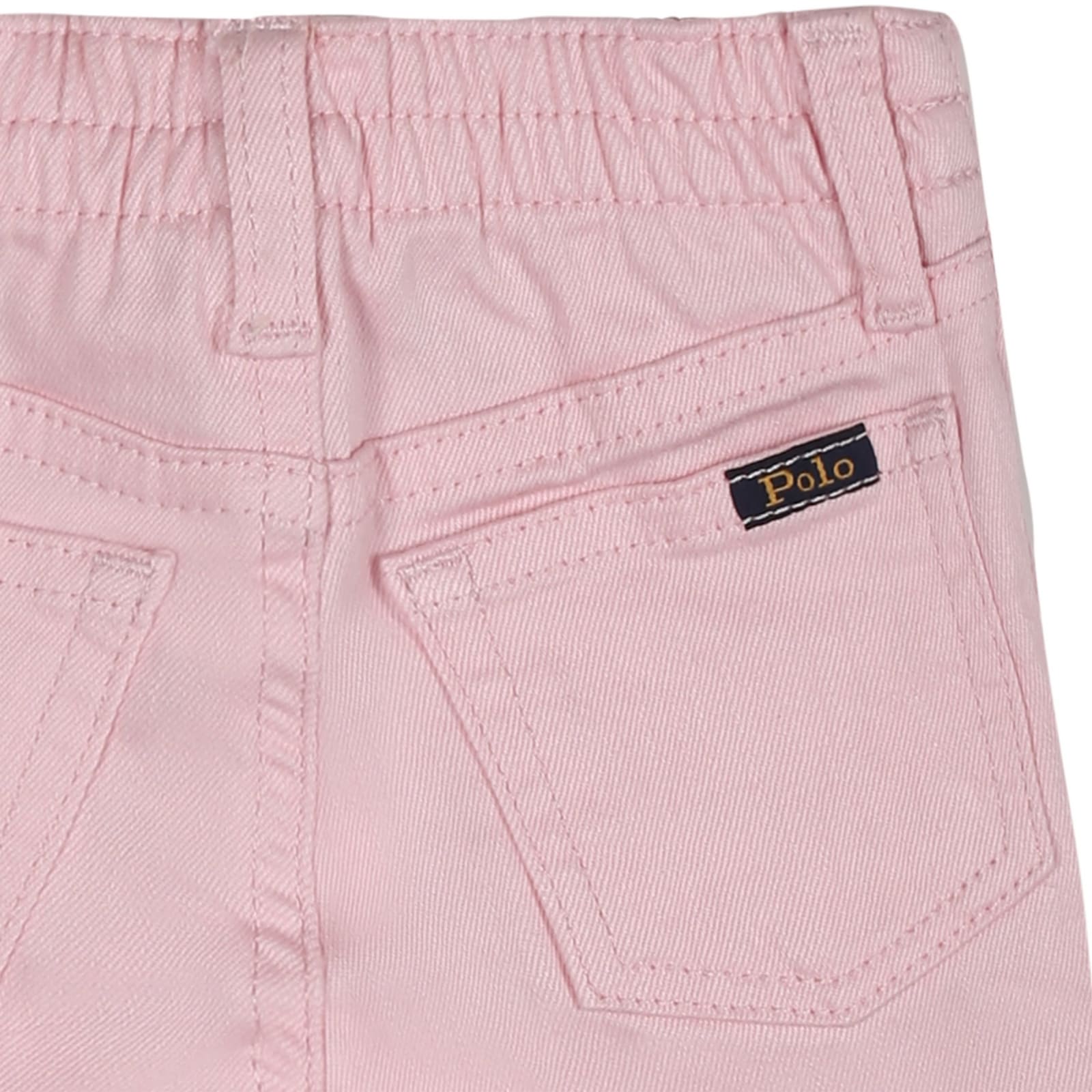 Shop Ralph Lauren Pink Jeans For Baby Girl With Logo
