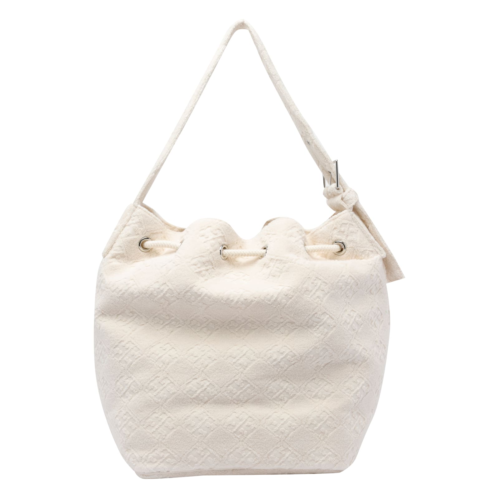 Tory Burch T Monogram Terry Bucket Bag In White