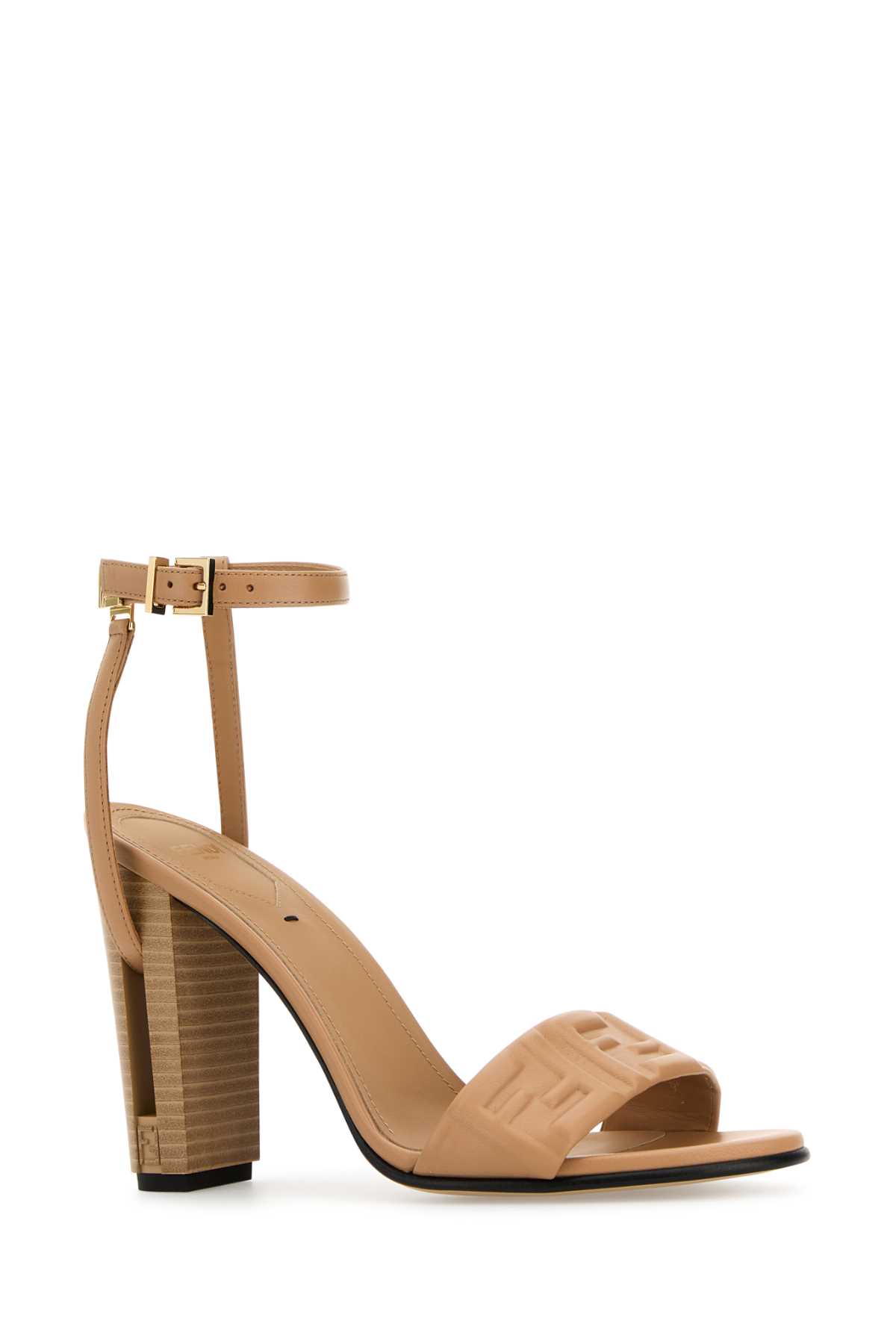 Shop Fendi Camel Leather Delfina Sandals In Darkhoneydarkhoney