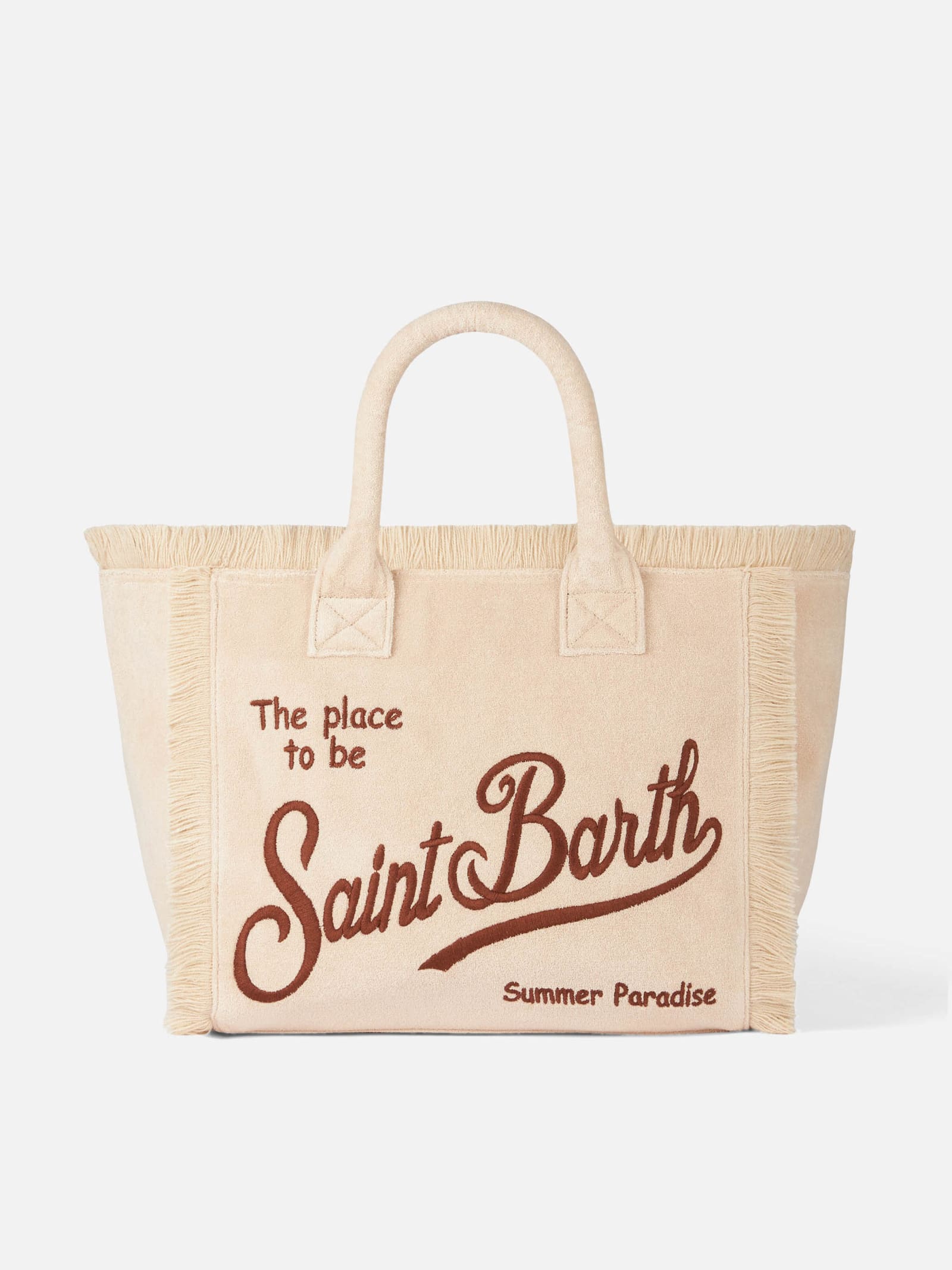 Mc2 Saint Barth Vanity Beige Terry Shoulder Bag In White