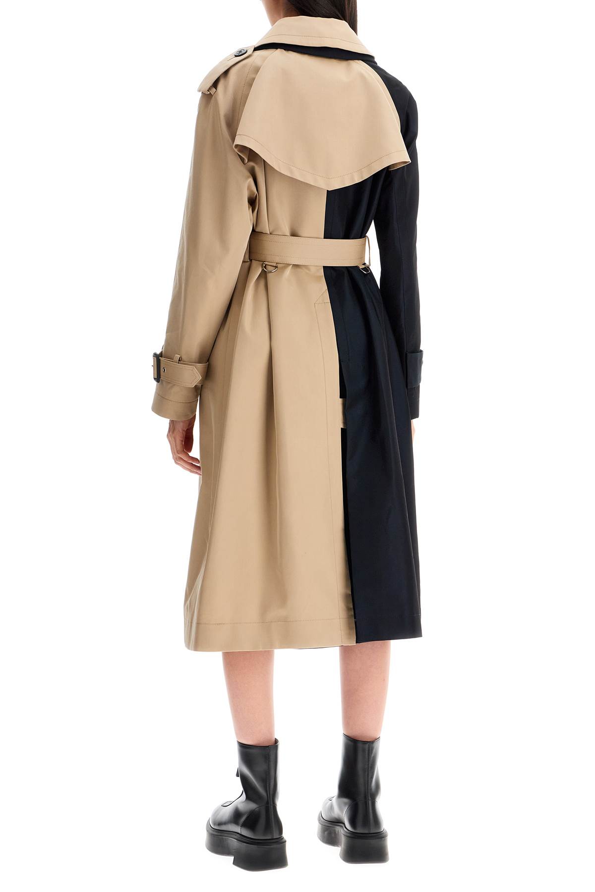 Shop Sacai Color Block Gabardine Trench In Navy×beige (beige)