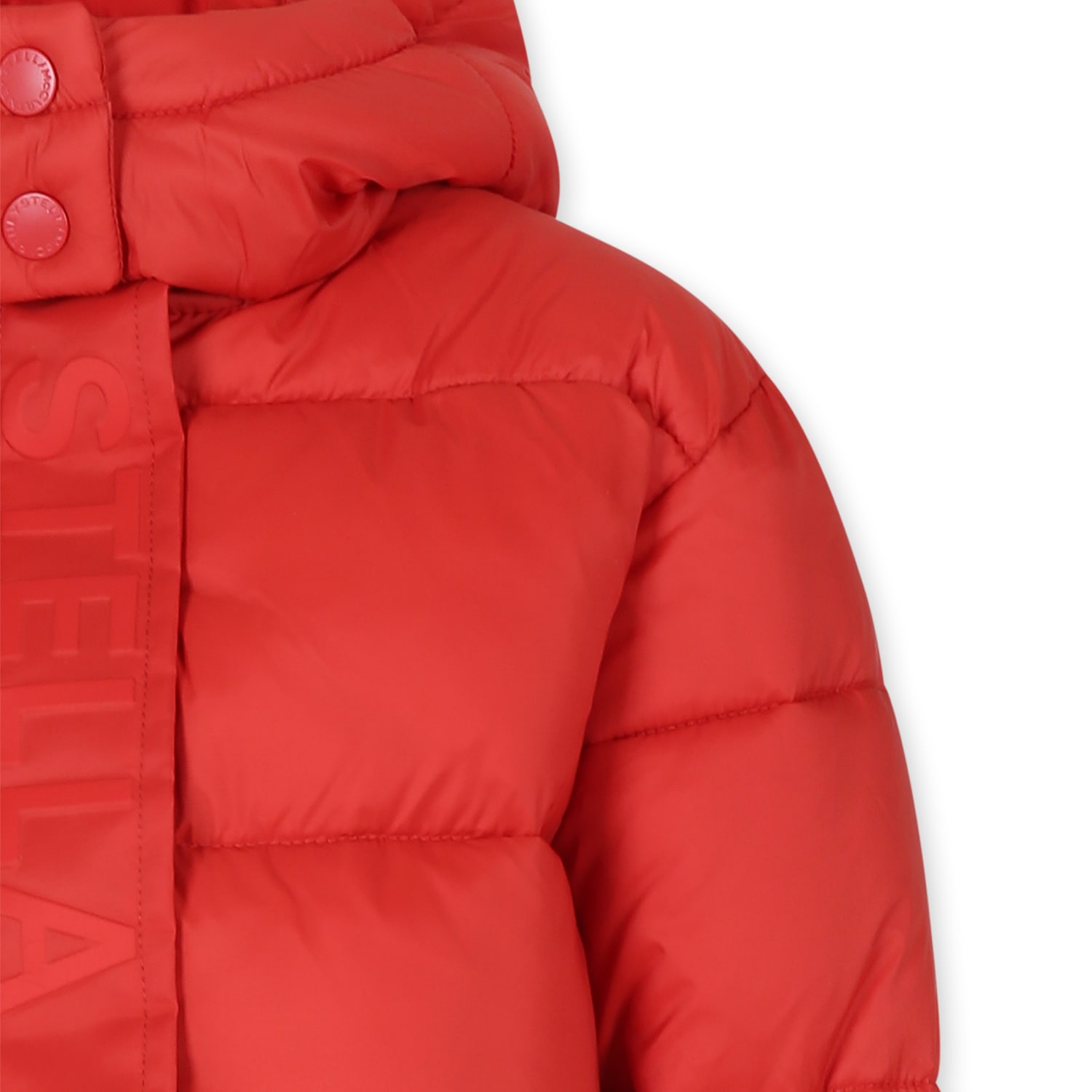 Stella Mccartney Red Down Jacket For Girl With Logo In Red