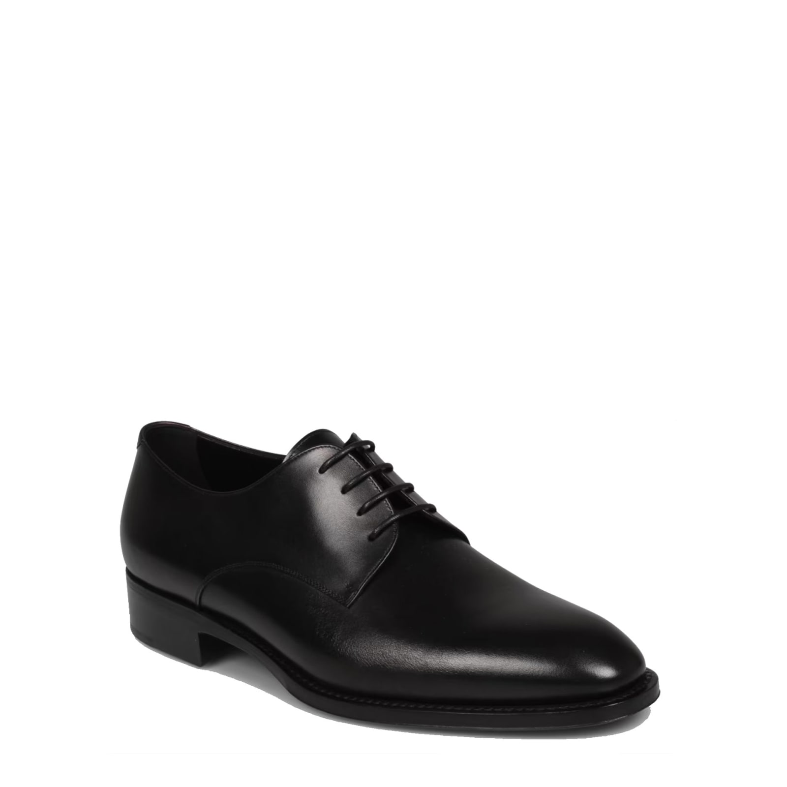 Shop Saint Laurent Adrien Leather Derbies In Black