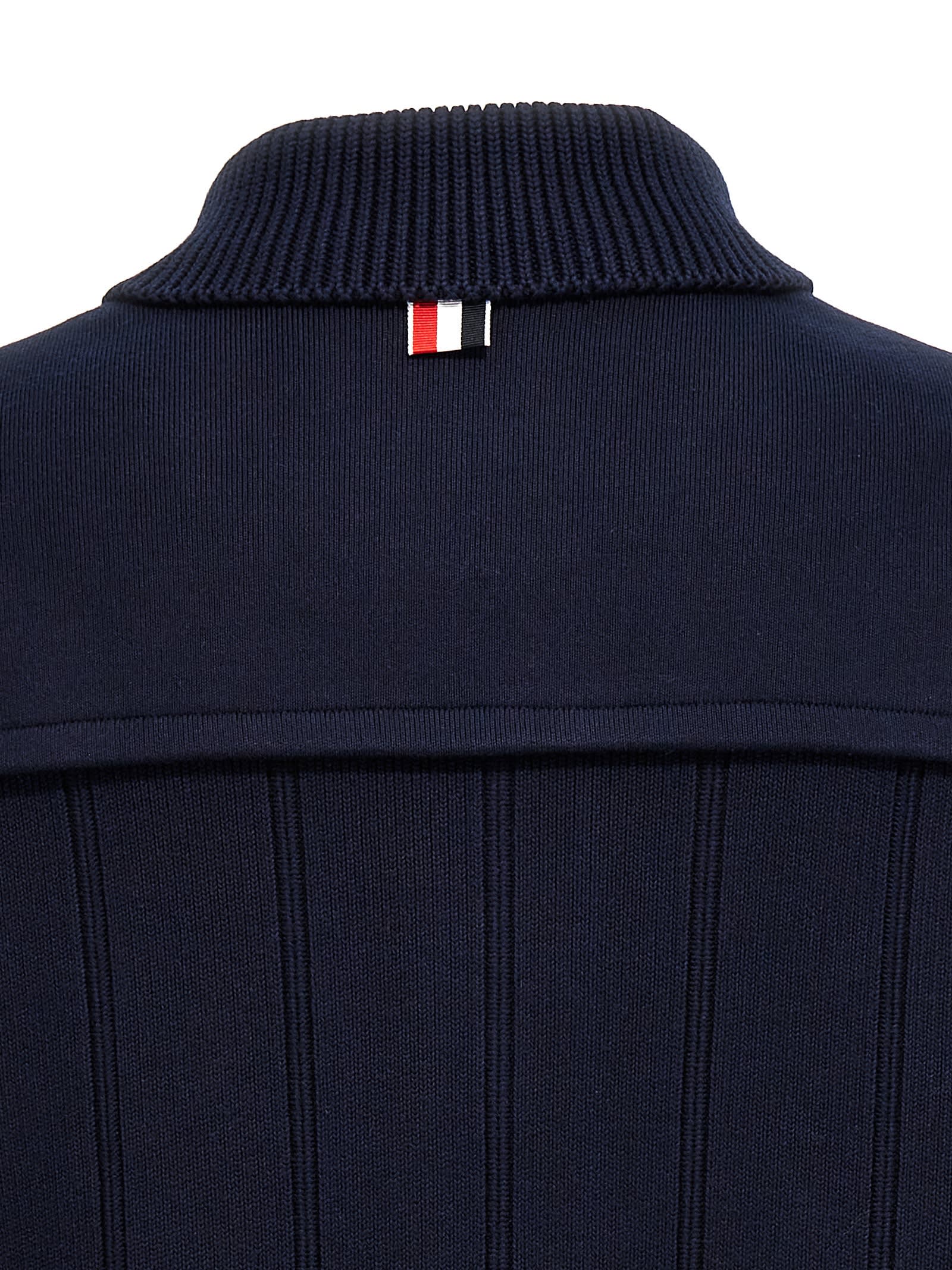 Shop Thom Browne Double Face Shawl Collar Cardigan In Blue
