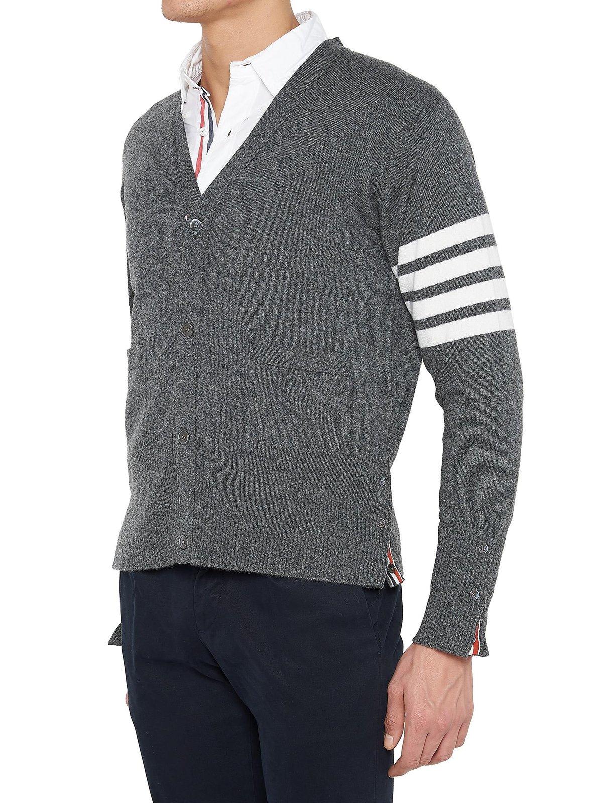 Shop Thom Browne V-neck Cardigan In Grey