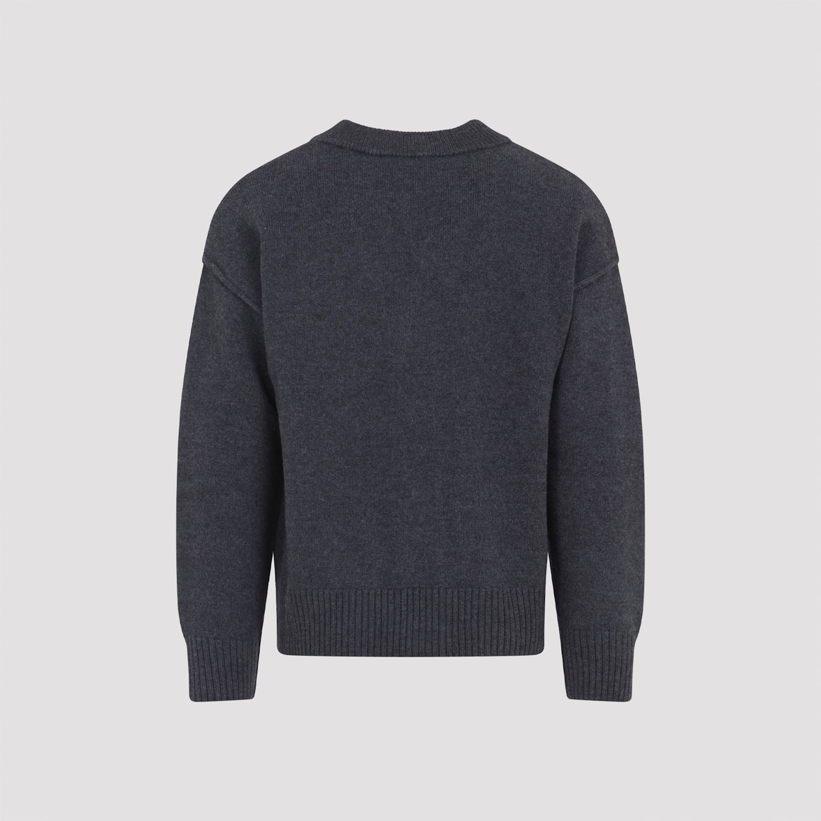 Ami Alexandre Mattiussi Ami De Coeur Heather Grey Wool Cardigan In Gray