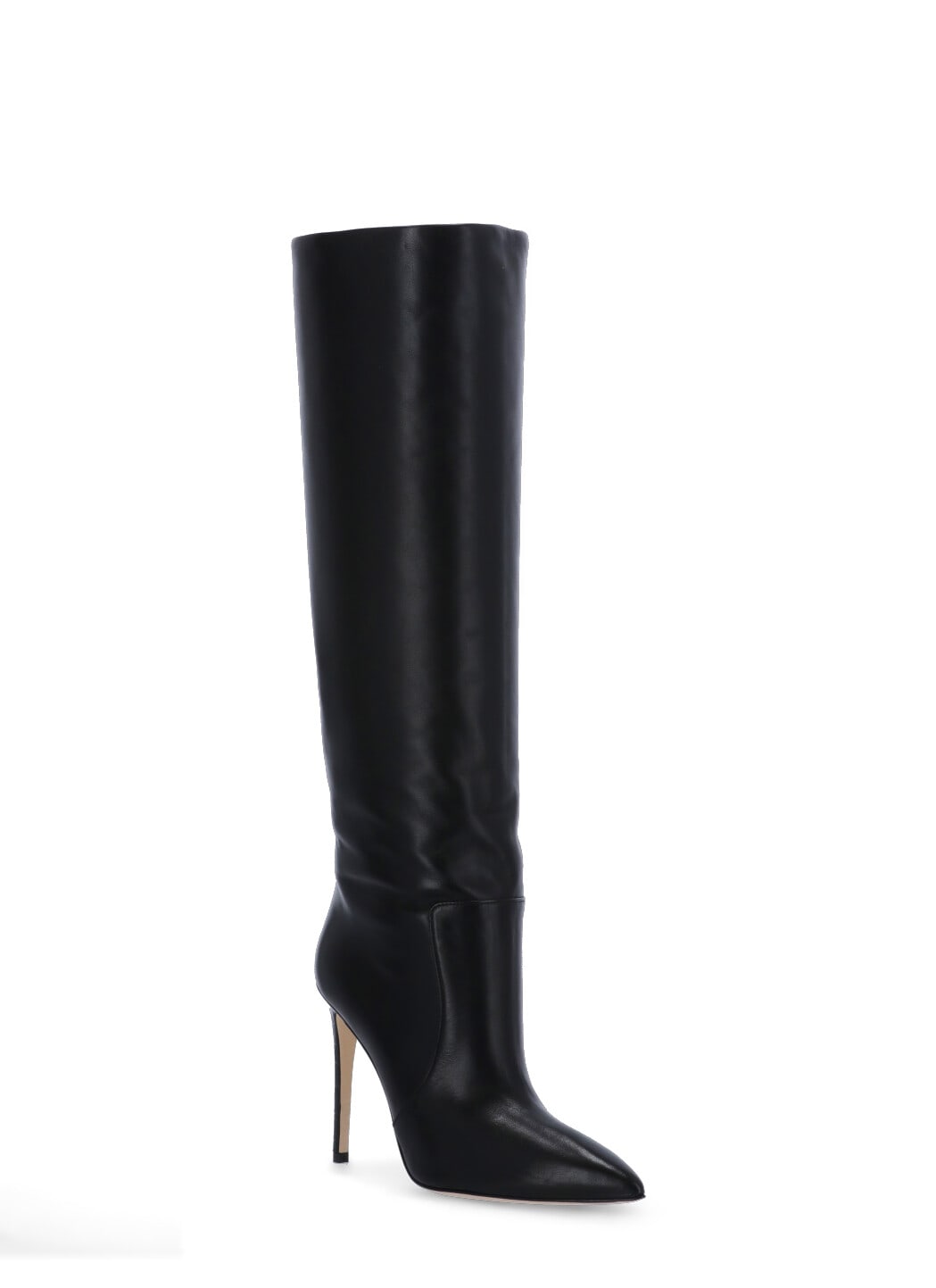 Paris Texas Arrow Toe Stiletto Boots In Black Leather In Black