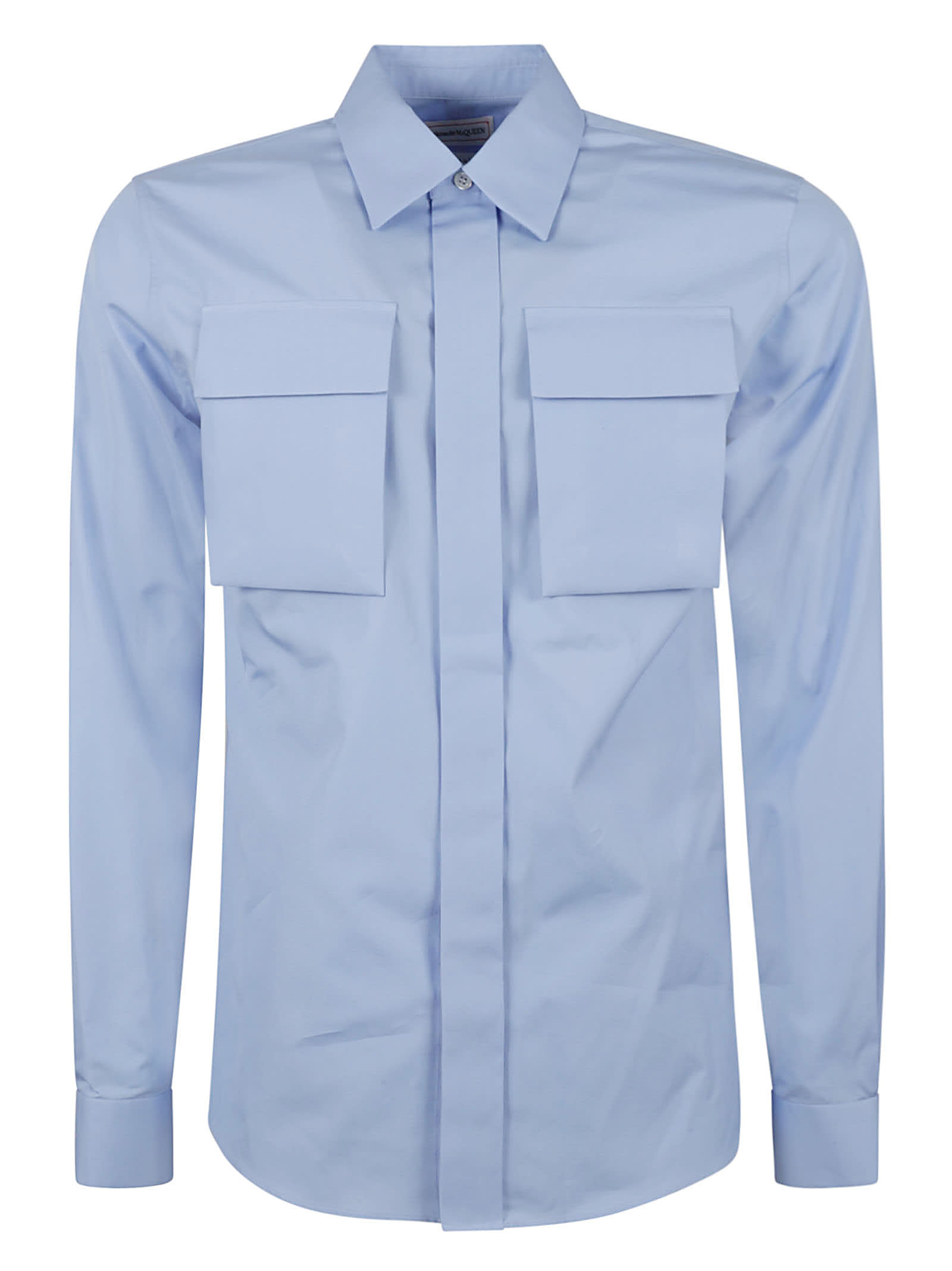 Alexander Mcqueen High Chest Pocket Shirt In Bluebell