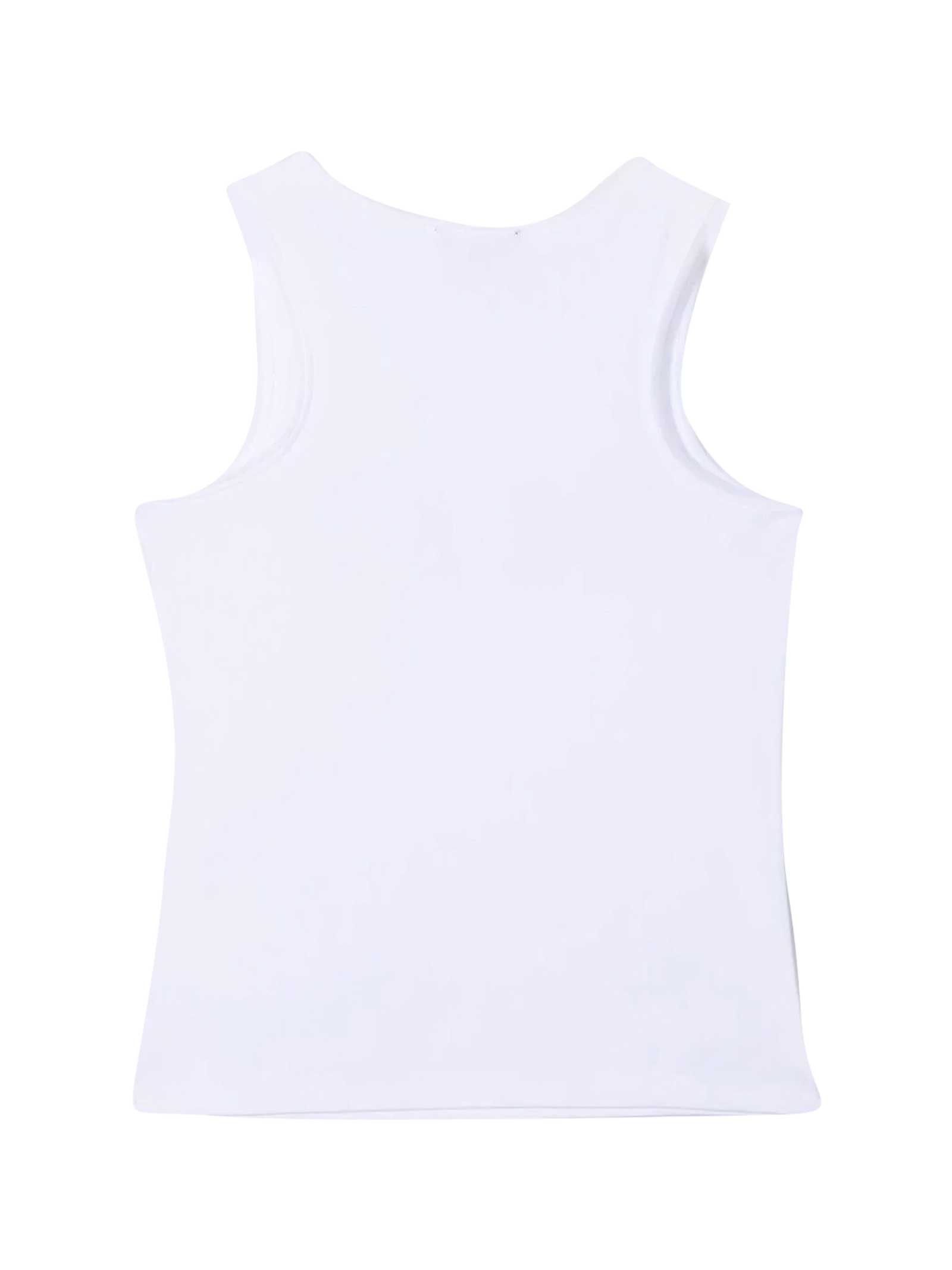 Dkny Logo Print Sleeveless Top In Bianco