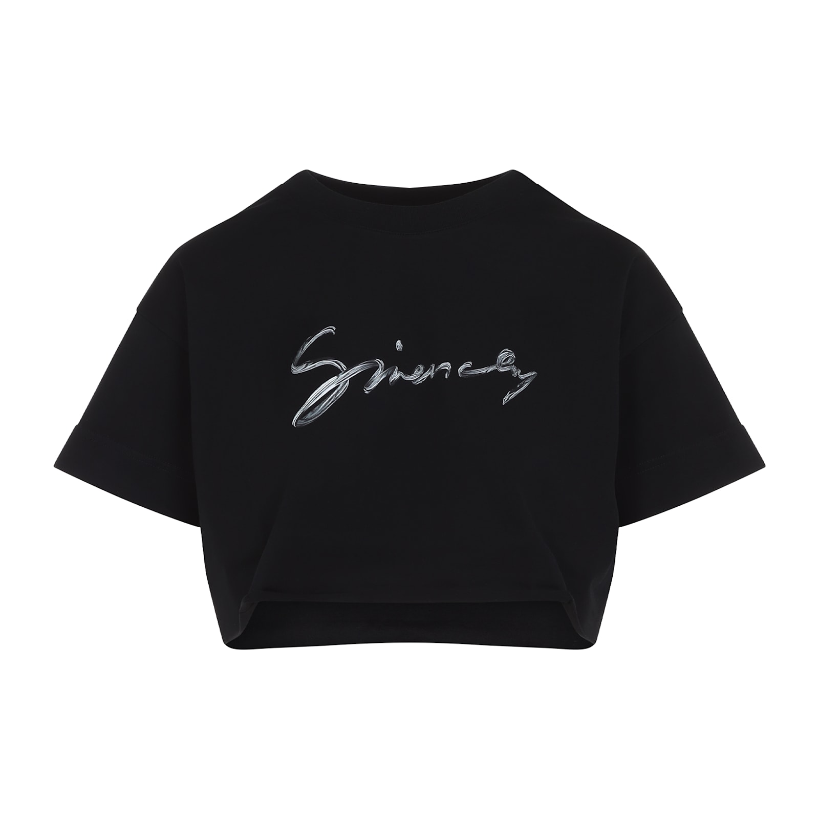 Givenchy Signature Logo Cropped T-shirt In Black