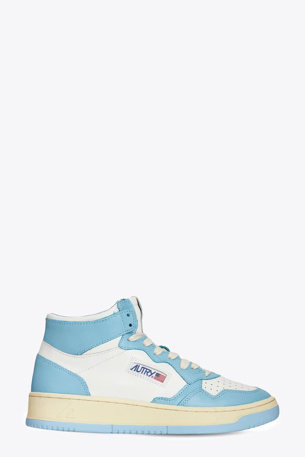 Autry 01 Mid Man Leat/leat White/light blue hi top lace up sneakers - Medalist
