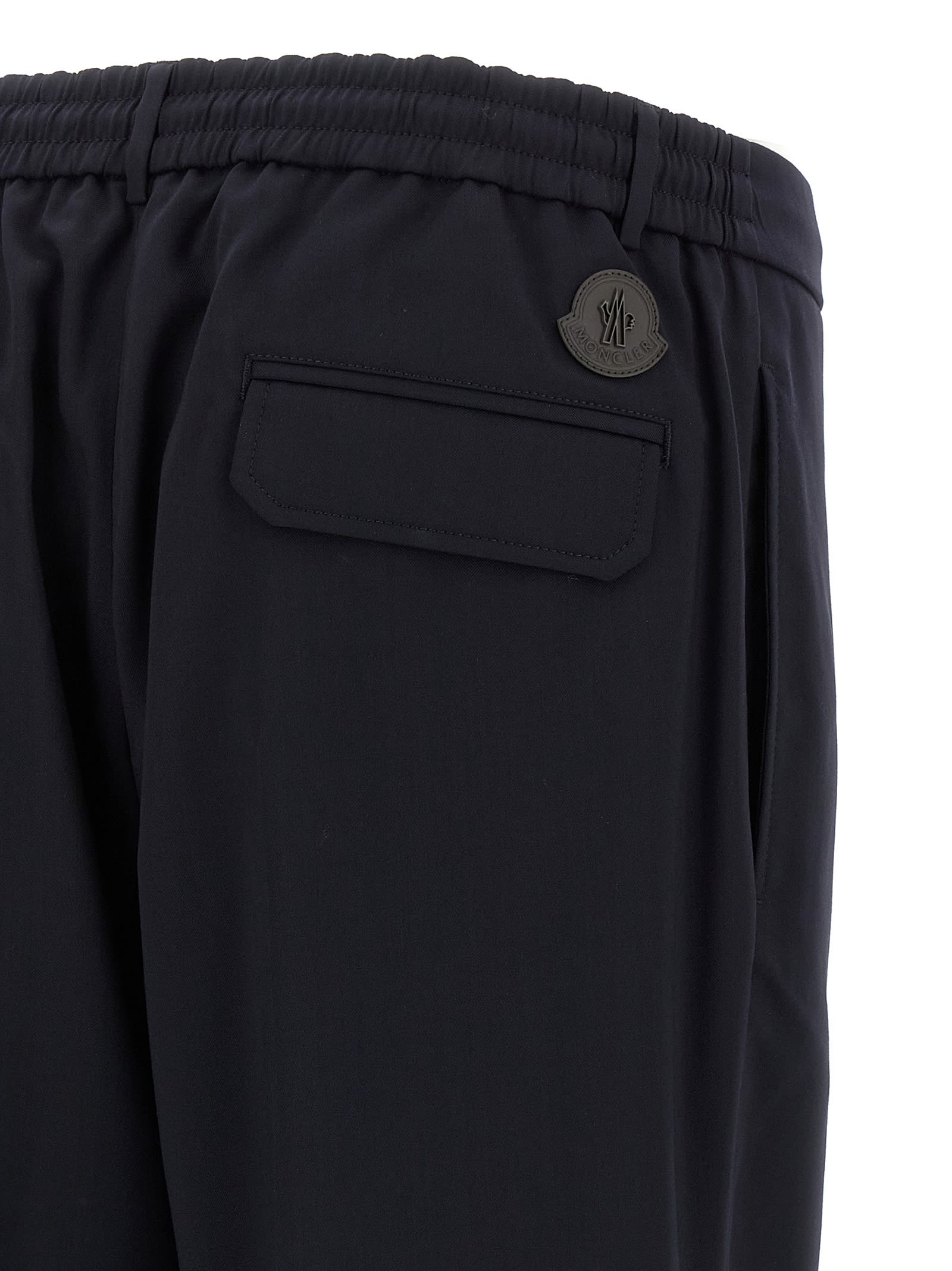 Moncler Wool-blend Trousers In Blue
