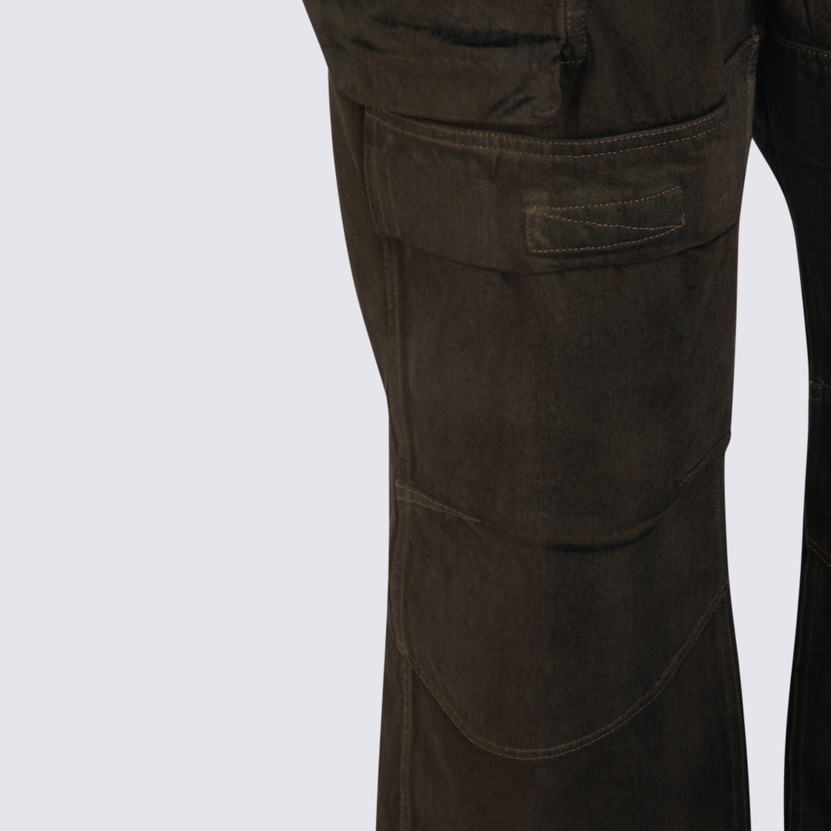 Rick Owens Dark Grey Cotton Stefan Cargo Jeans In Brown