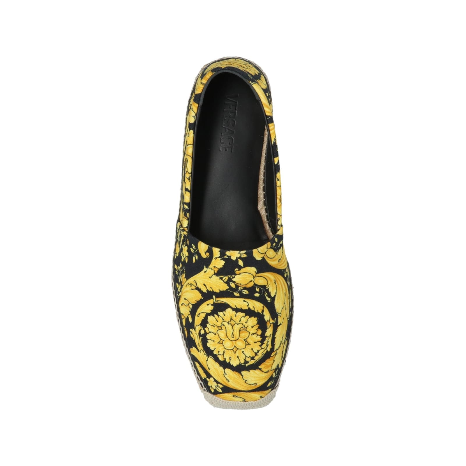 Shop Versace Barocco Printed Espadrillas In Yellow