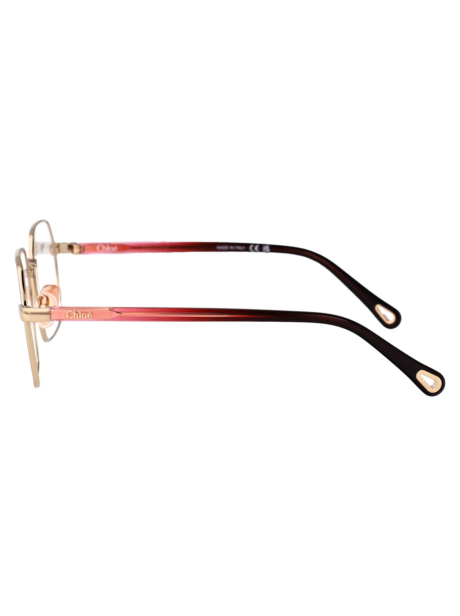 Chloé Ch0268o Glasses In Gold-burgundy-transparent