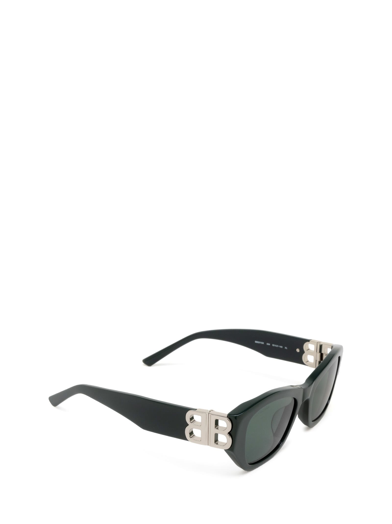 Shop Balenciaga Bb0311sk Shiny Solid Dark Green Sunglasses