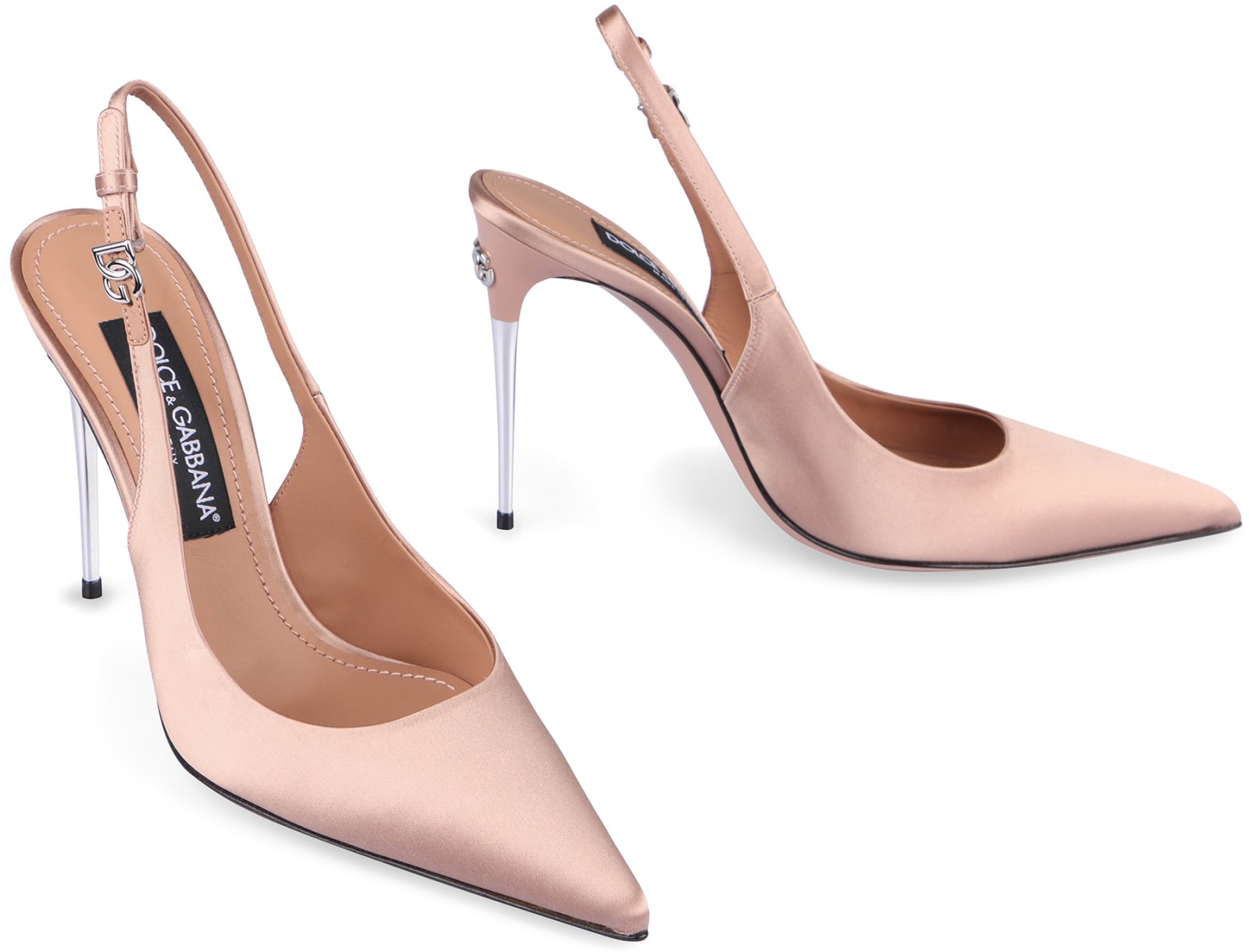 Shop Dolce & Gabbana Satin Slingback Pumps In Beige