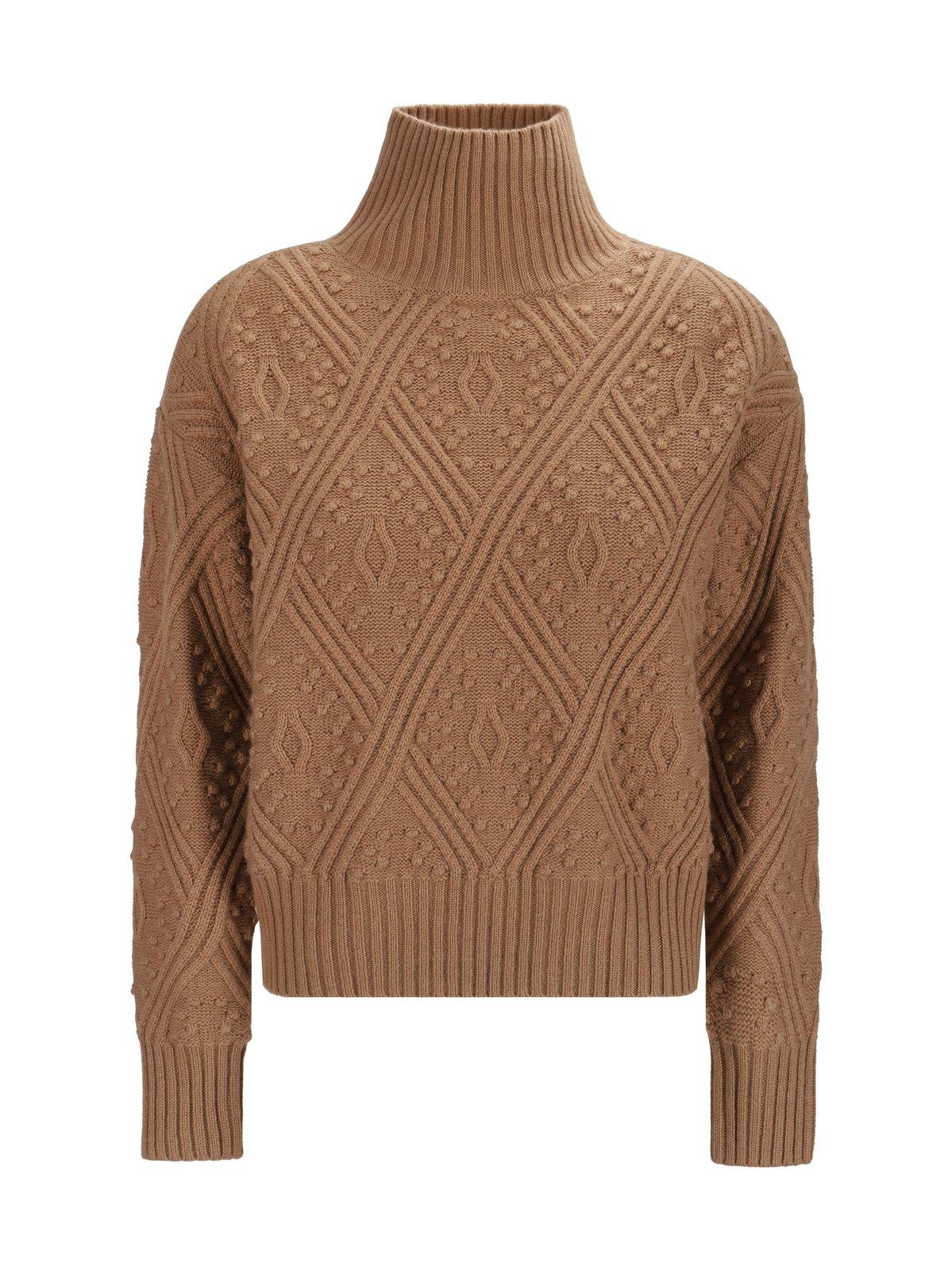 Shop Max Mara High Neck Long-sleeved Jumper In Cammello