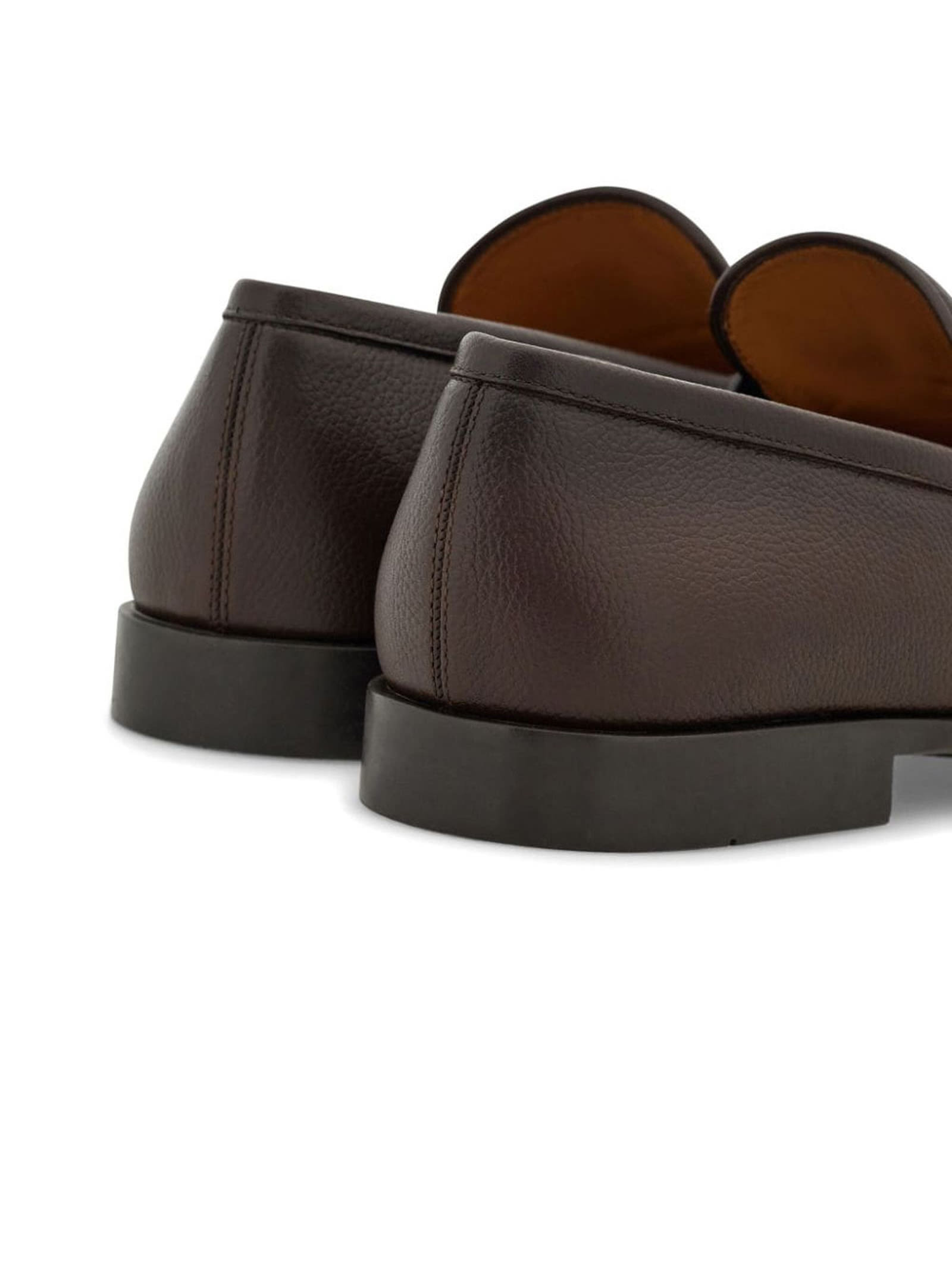 Shop Ferragamo Brown Calf Leather Loafers