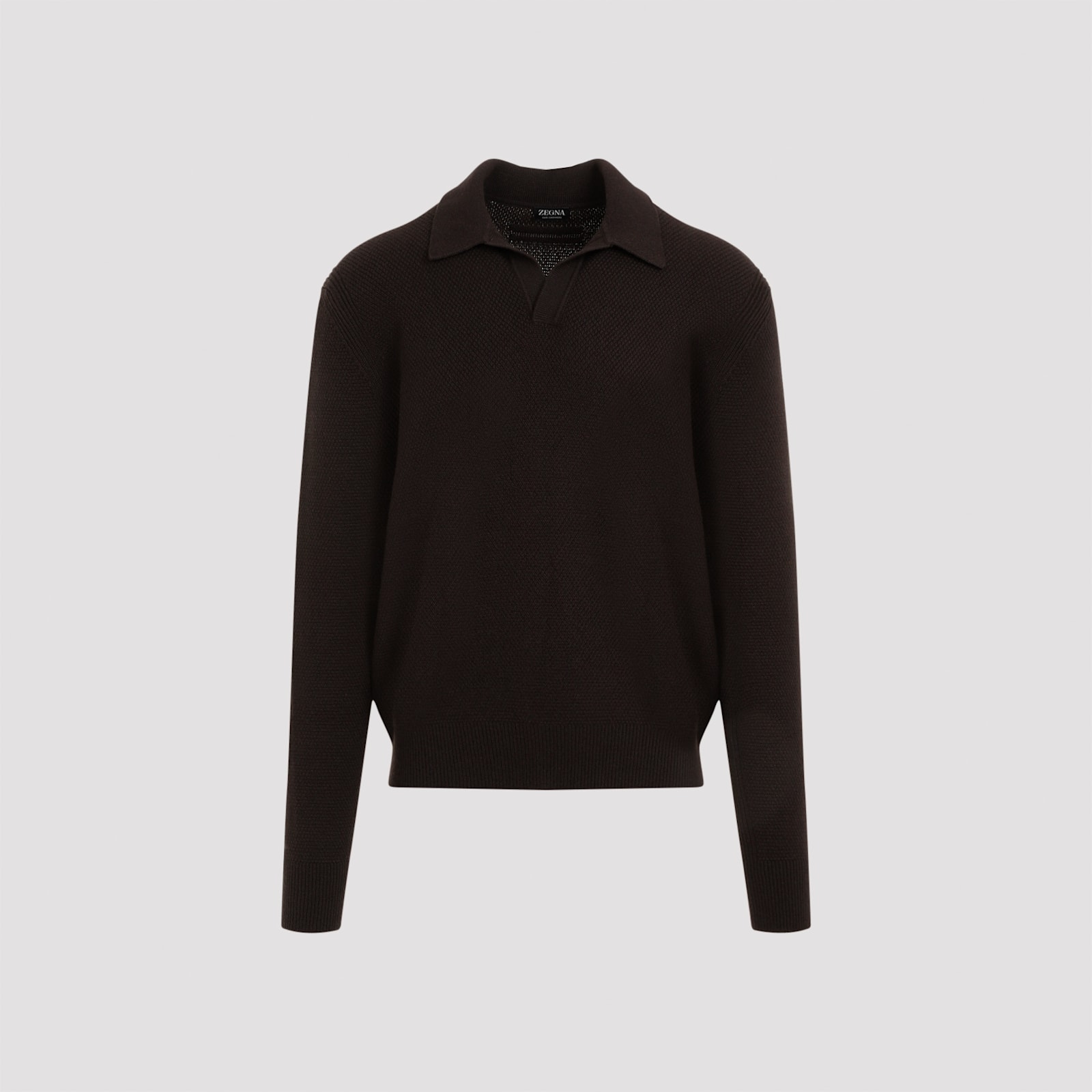 Shop Zegna Oasi Cachmere Polo In Marrone Scuro Unito