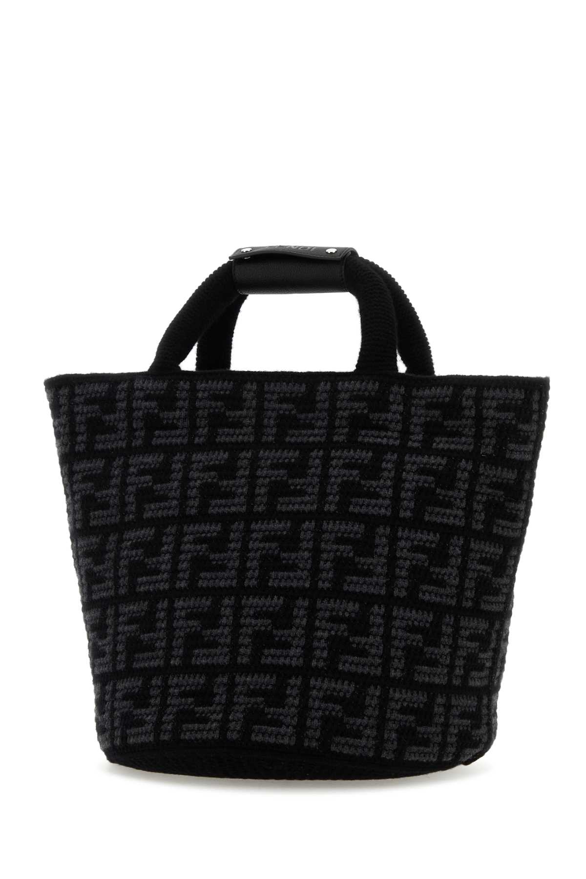 Shop Fendi Embroidered Cashmere Shopping Bag In Neroasfnerop