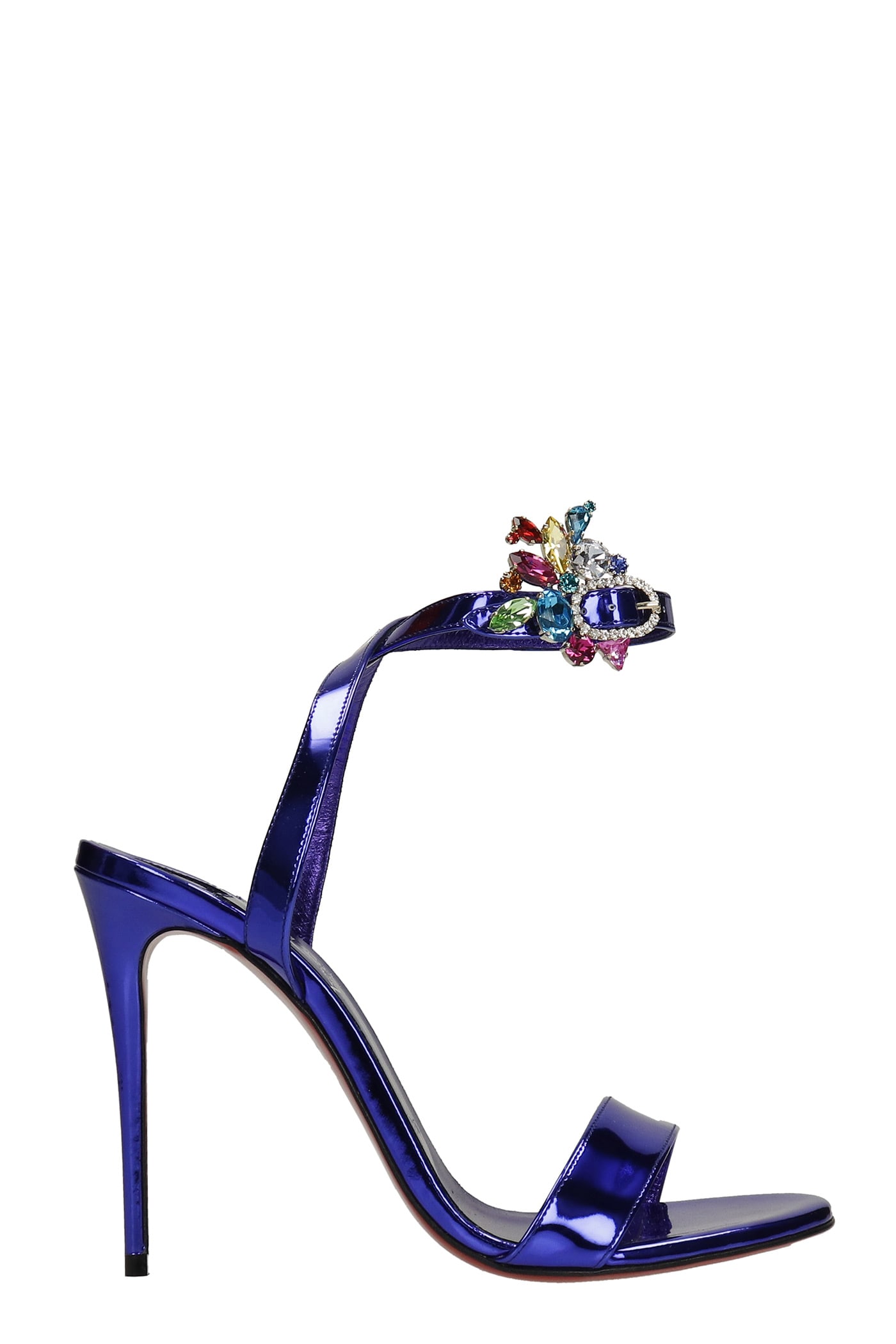 Christian Louboutin Goldie Joli 100 Sandals In Blue Leather