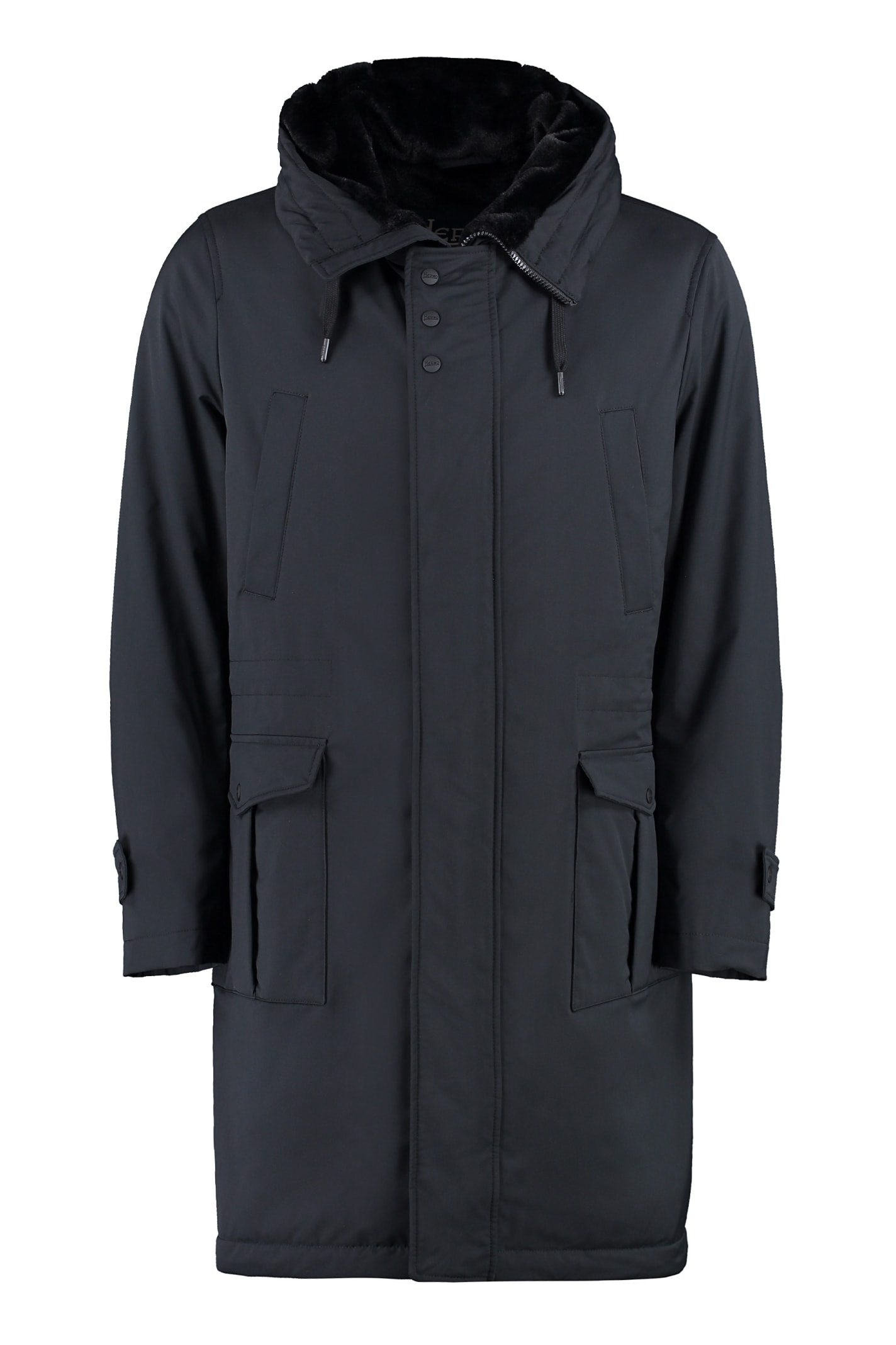 Shop Herno Technical Fabric Parka In Black