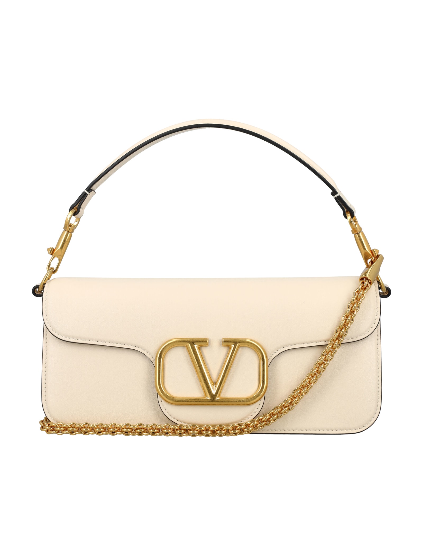 Valentino Garavani Shoulder Bag Loco In Light Ivory