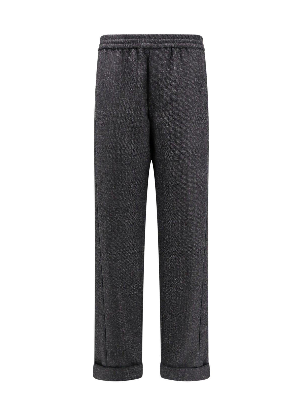 Shop Valentino High Waist Straight Leg Trousers In Grey