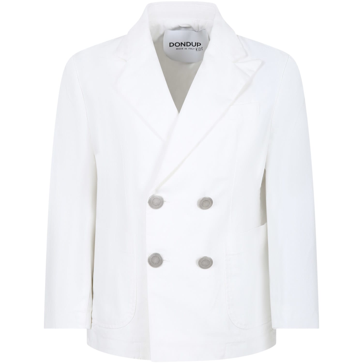 Dondup White Jacket For Boy With Logo In White