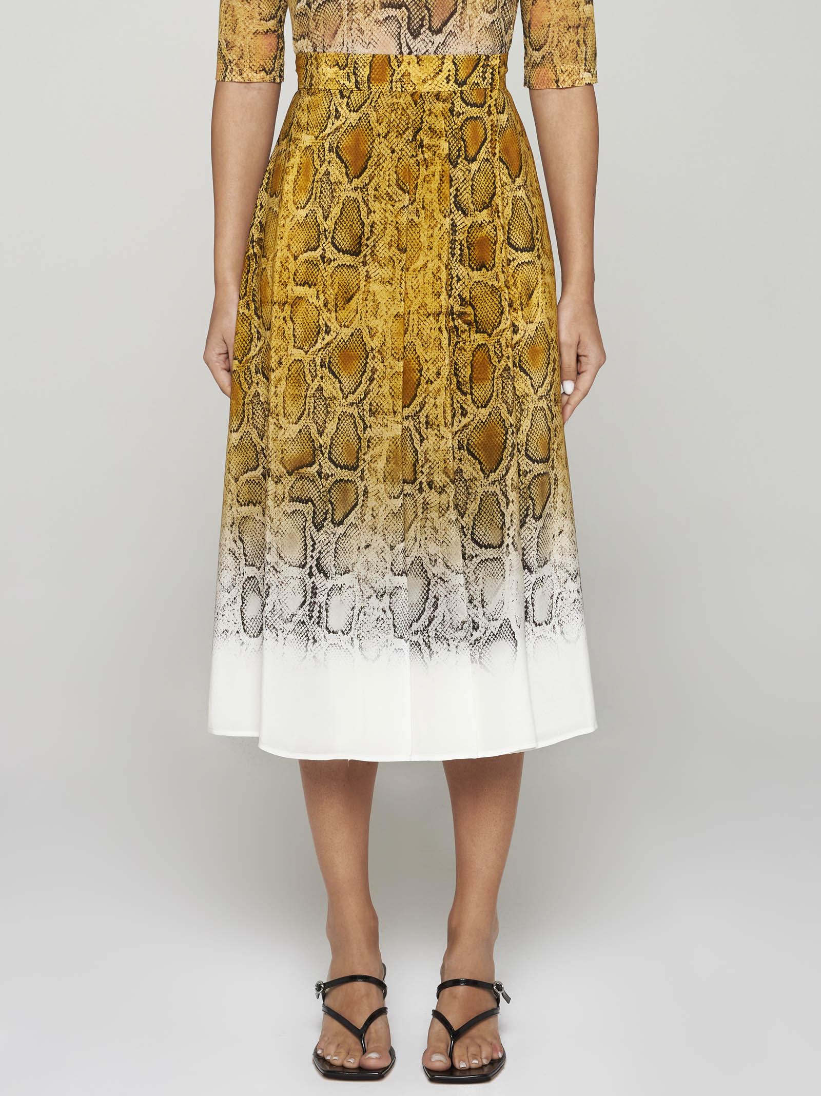 Shop Max Mara Orche Print Silk Skirt In Yellow