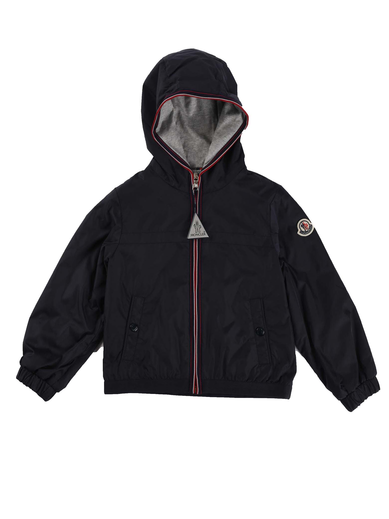 Moncler Babies' Blue Hooded Jacket With Jersey