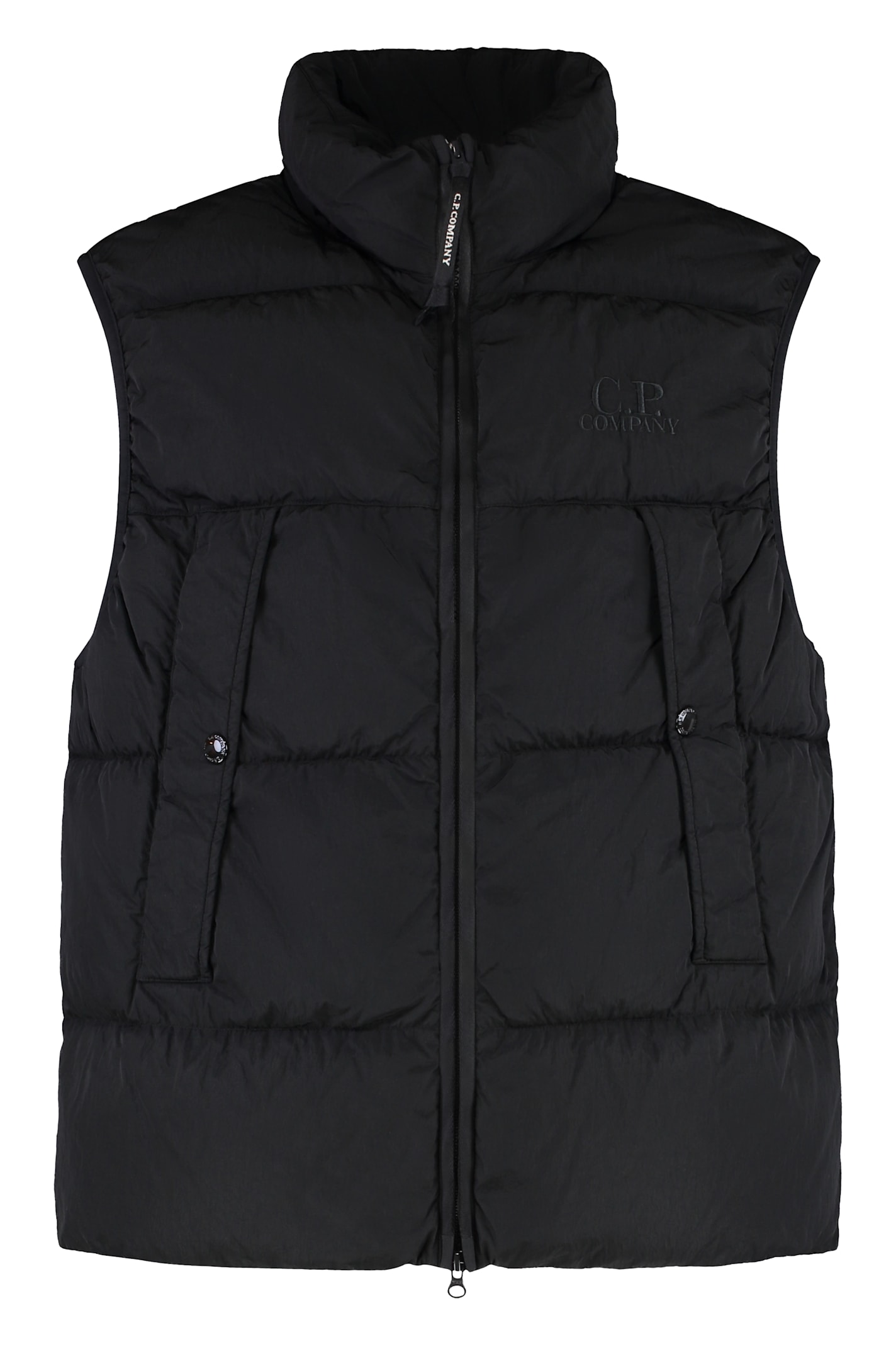 C.p. Company C.p.company Full Zip Down Vest In Black