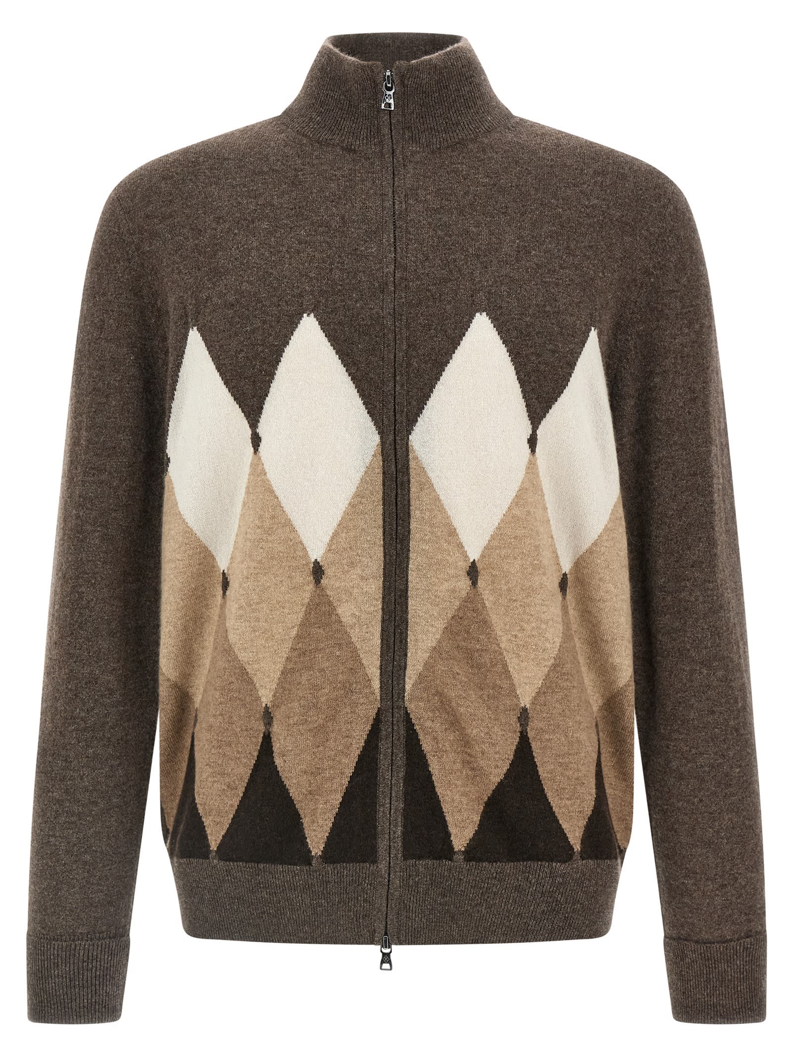Ballantyne Cardigan Argyle Sweaters And Cardigans Brown In Brown