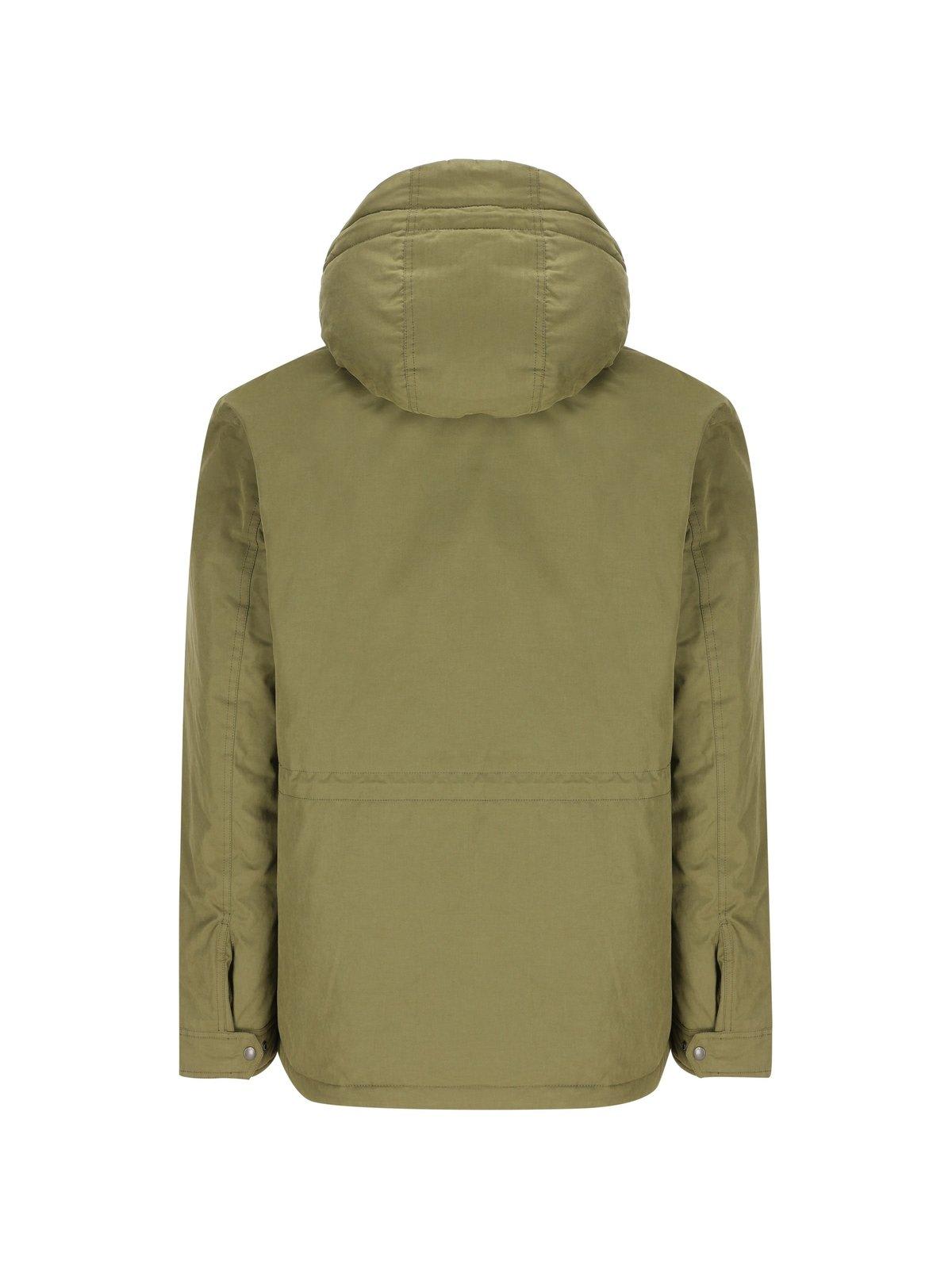Woolrich Removable Hood Mountain Field Jacket In Green