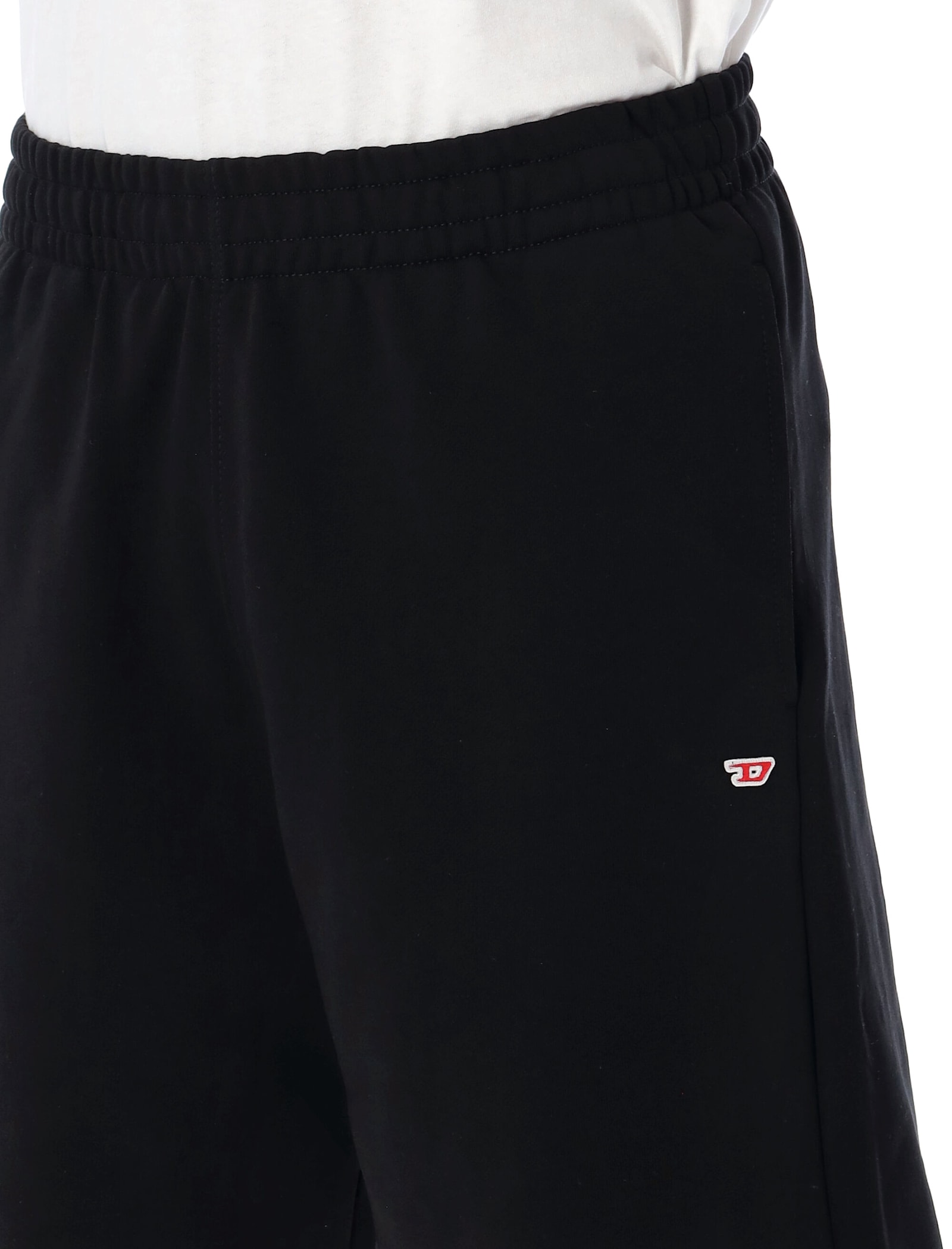 Diesel Elastic Waistband Shorts Back Pocket In Black