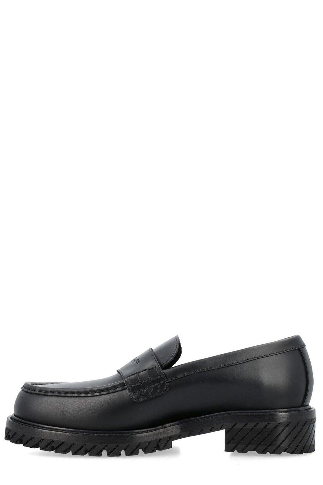 Shop Off-white Round-toe Military Loafers In Black