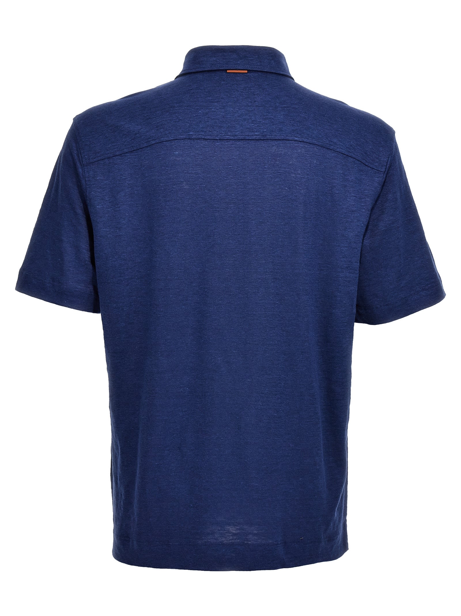 Shop Zegna Linen Polo Shirt In Blue