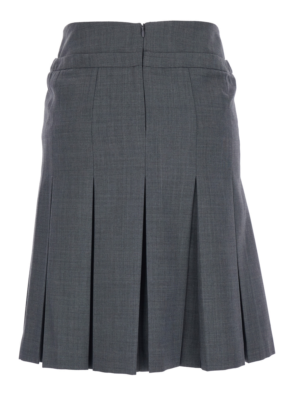 Shushu-tong Grey Pleated Skirt With Bow On The Front And Rear Concealed Zip Closure In Cotton Blend Woman In Gray