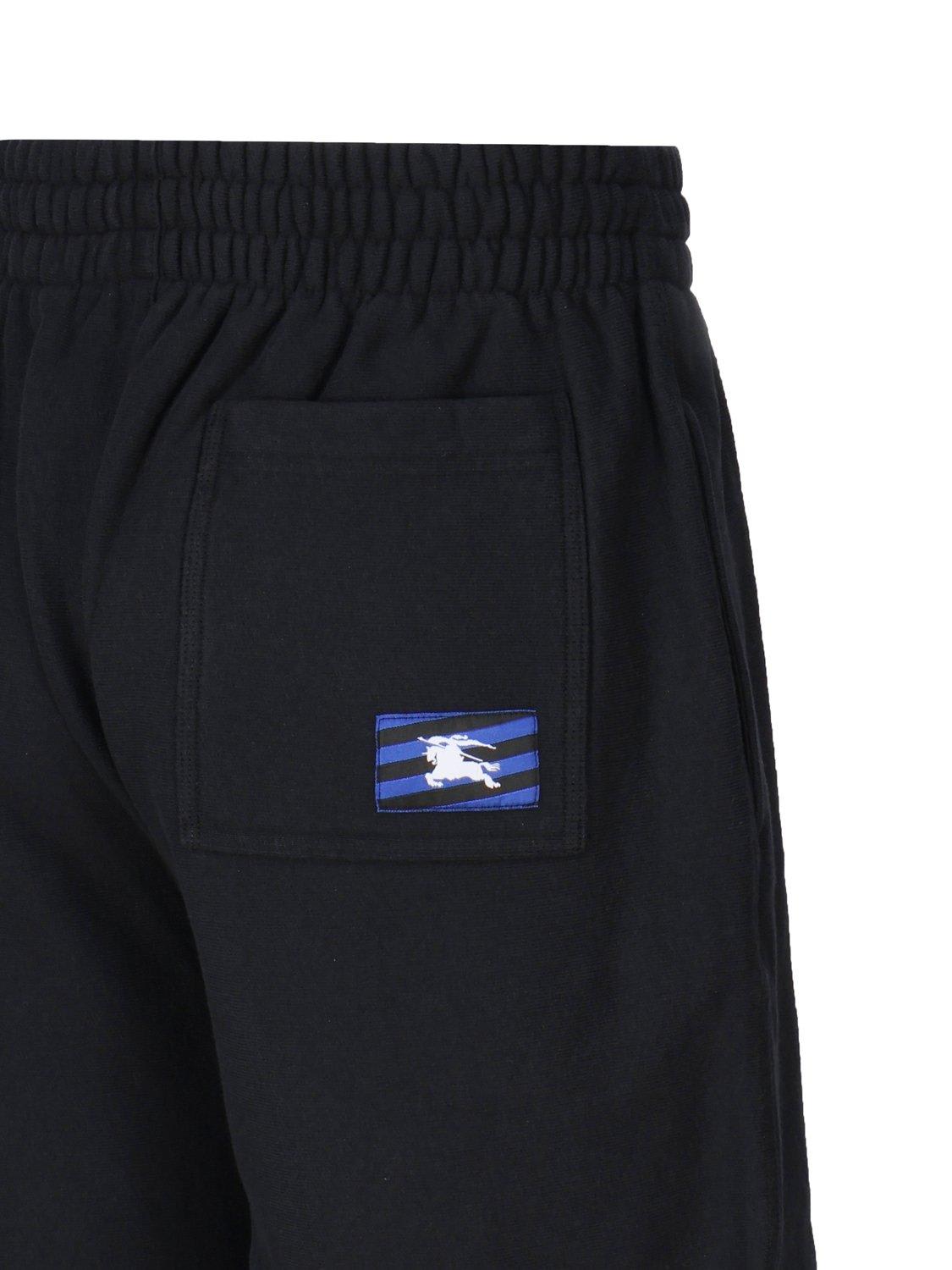 Shop Burberry Logo Patch Straight-leg Shorts In Black