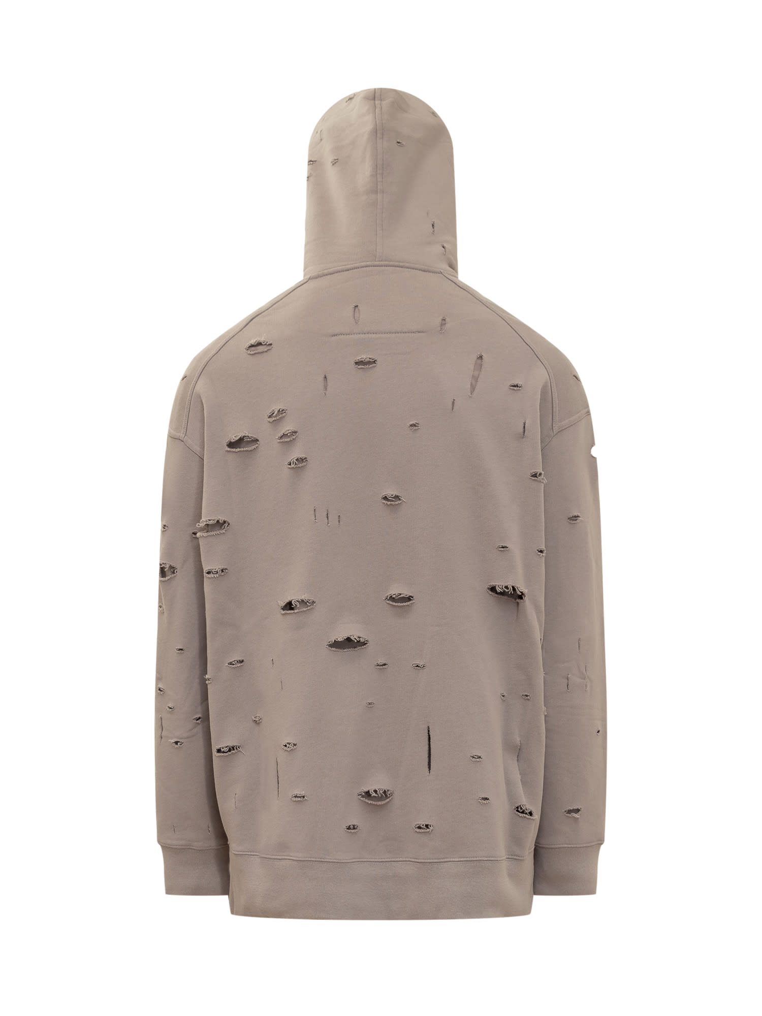 Shop Givenchy Sweatshirt In Ripped Gauze Fabric In Taupe